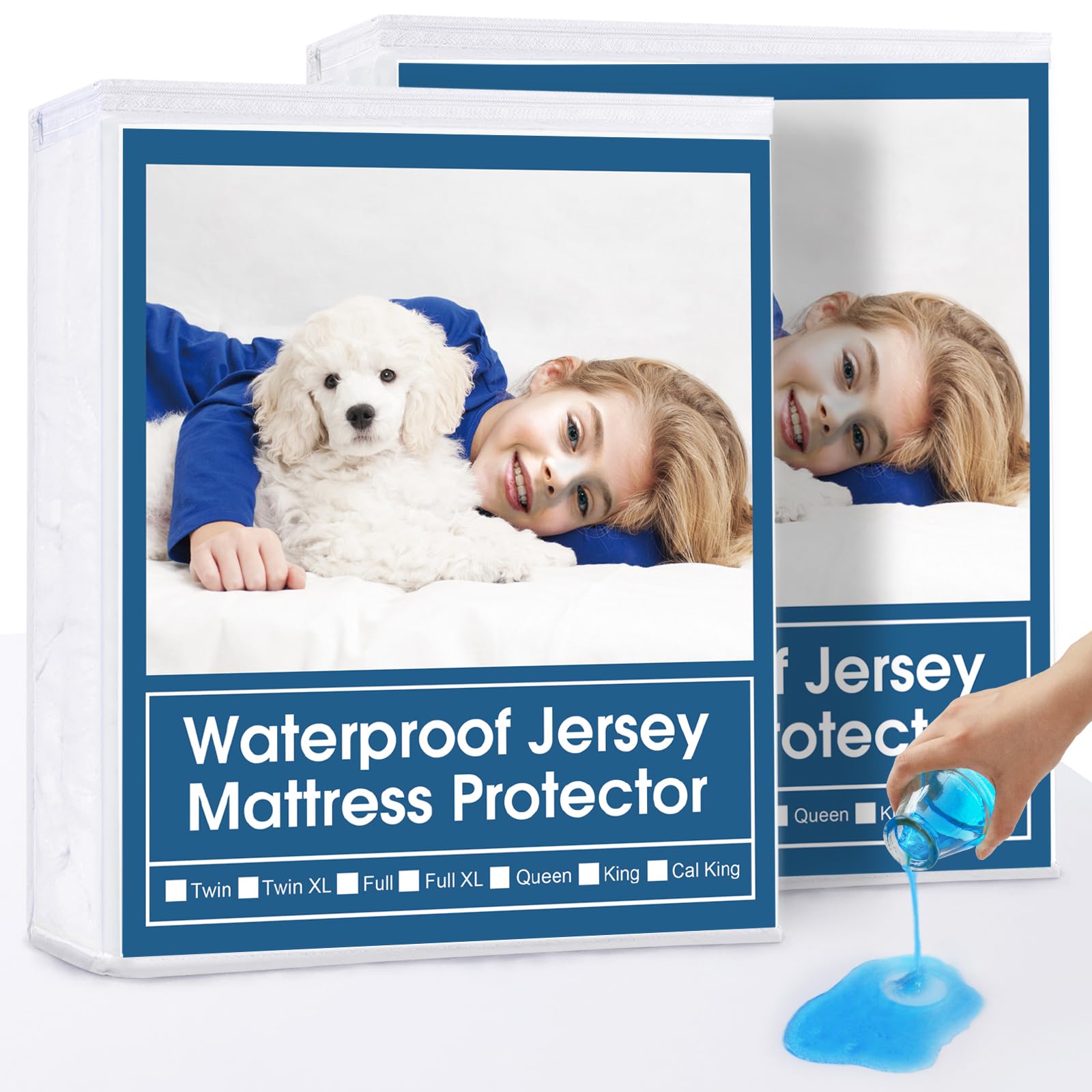 2 Pack Twin Mattress Protector Waterproof Mattress Pad Cover for Kids Soft & Breathable