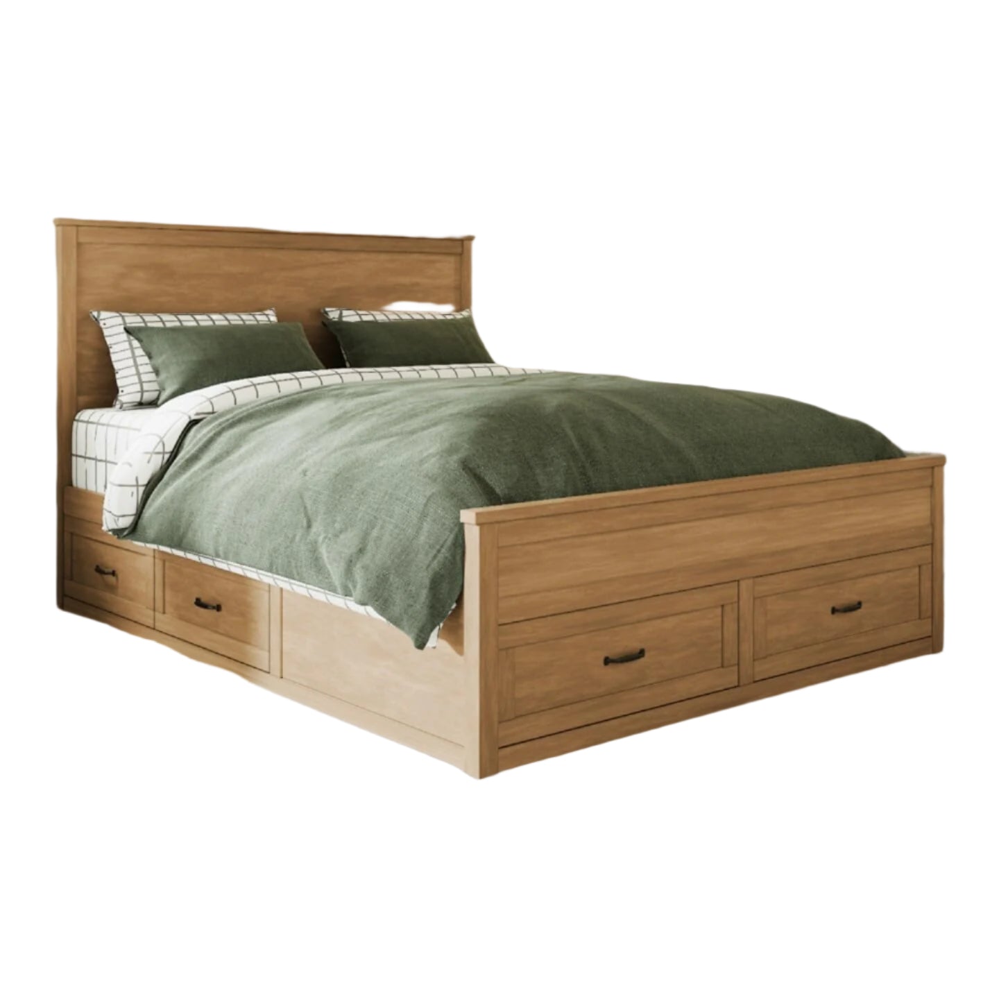 Queen Size Bed Frame with 6 Storage Drawers, Queen Wood Platform Bed