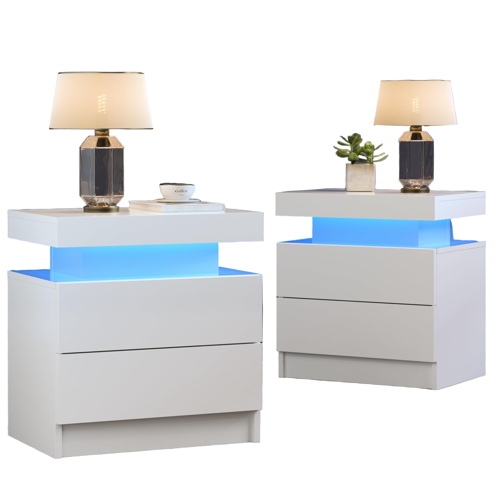 Night Stand Set 2 Modern Night Stands for Bedrooms Set of 2 White Modern LED