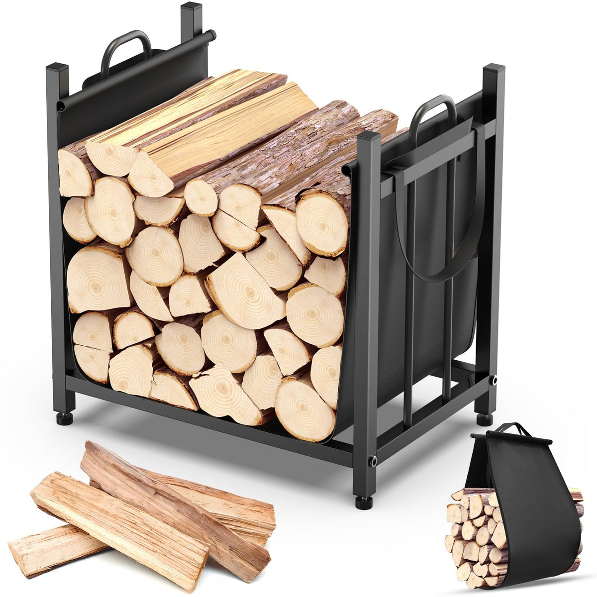 Firewood Rack with Carrier Bag – Indoor & Outdoor Log Holder