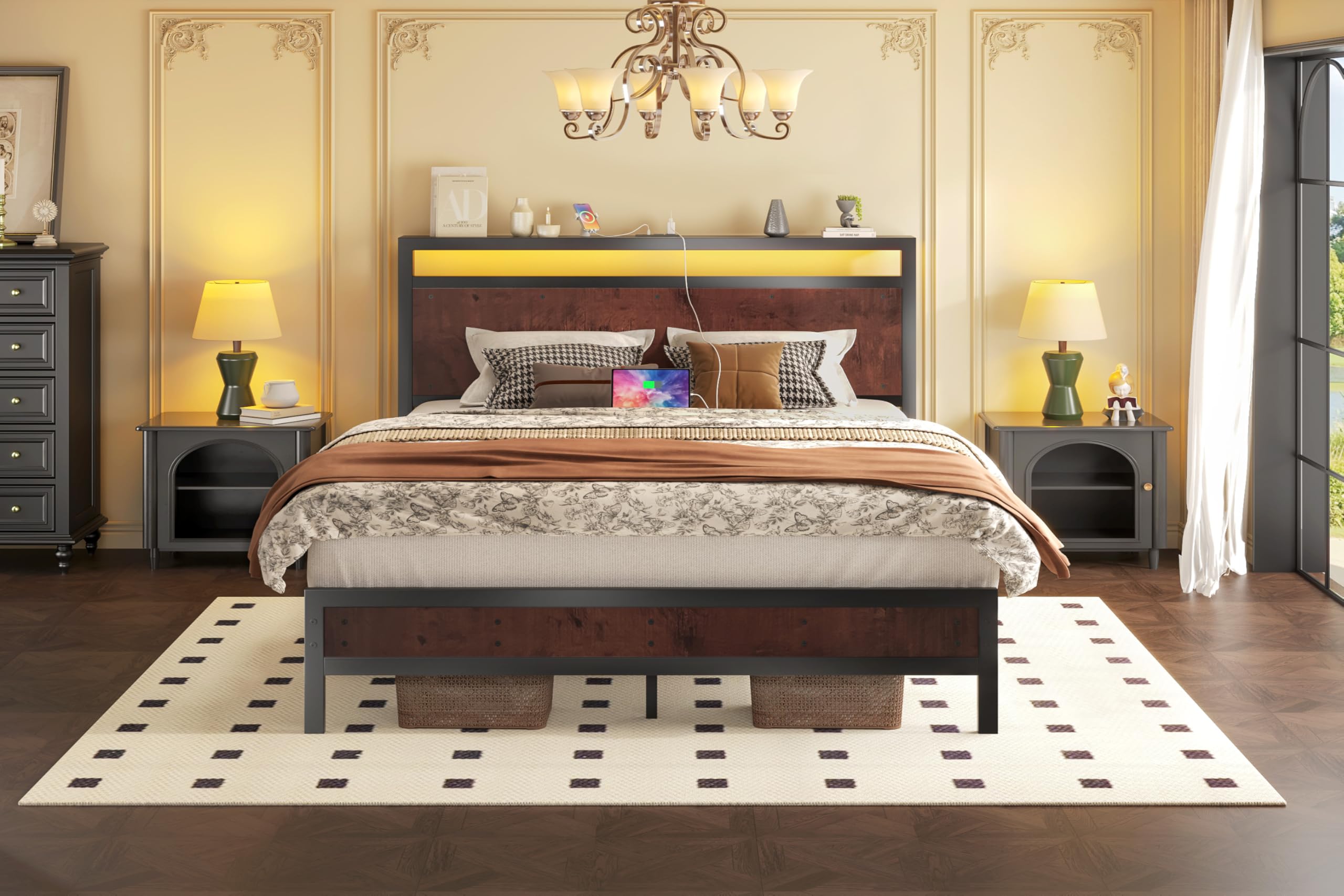 Queen Bed Frame with Headboard & Footboard