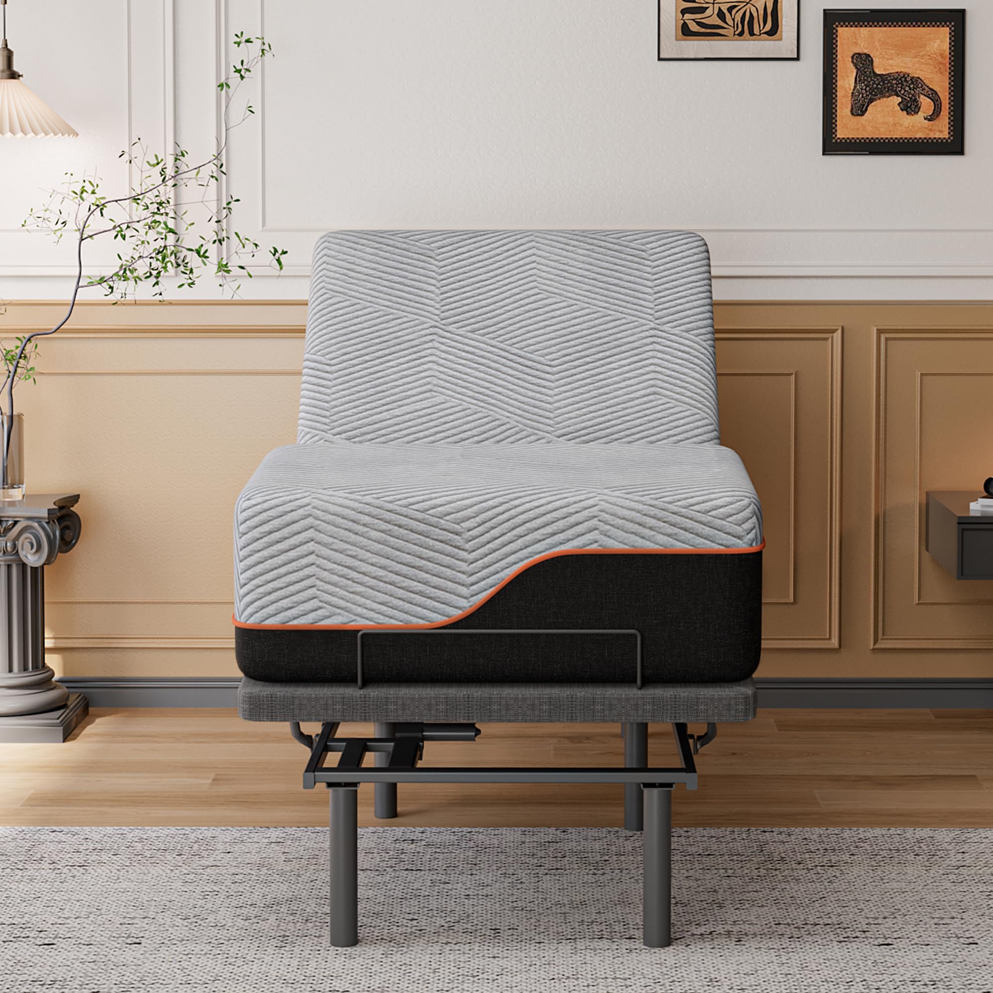 3100 Series Adjustable Bed Frame with 14 inch Ultra-Plush Black Mattress