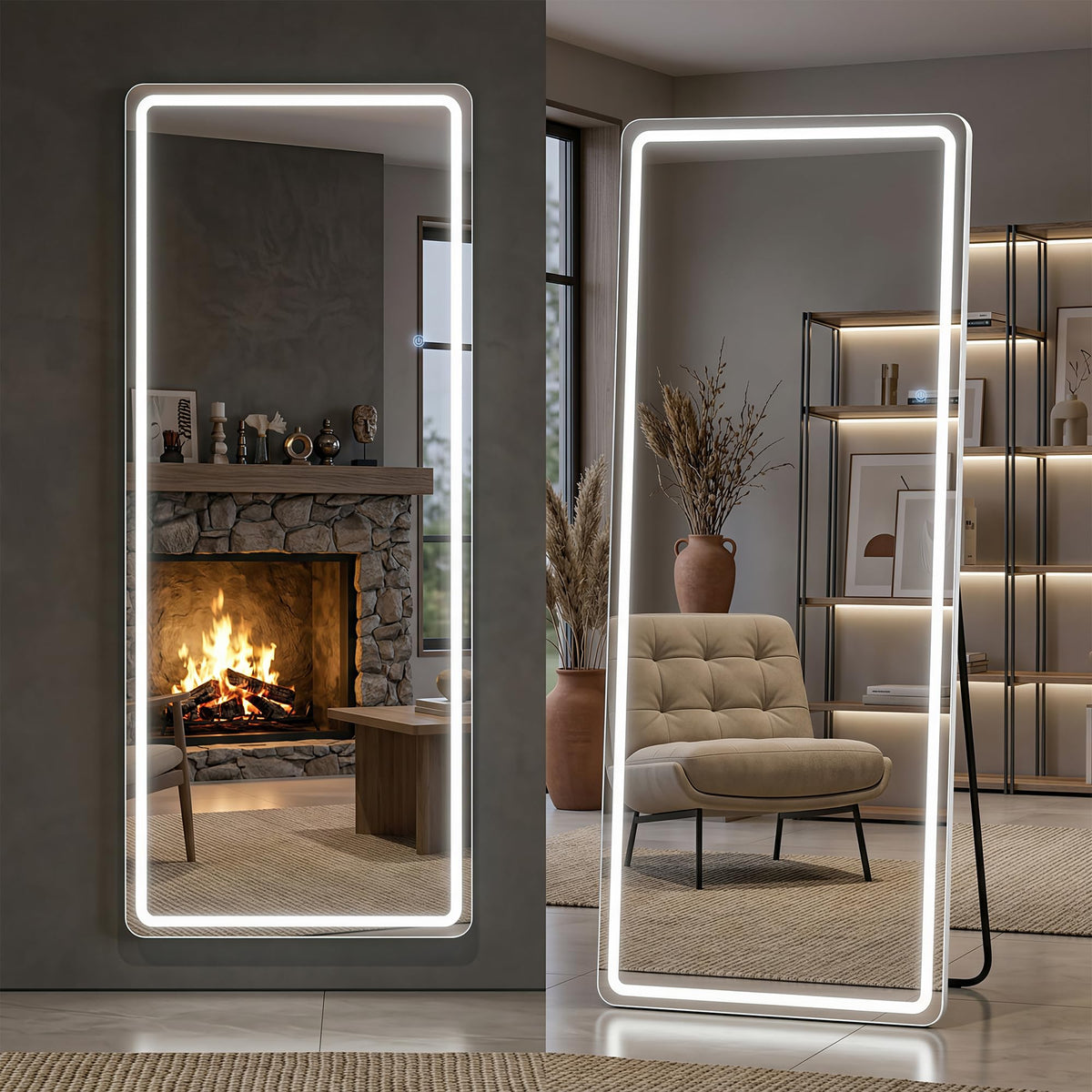 LED Full Length Mirror with Dimmable Lights