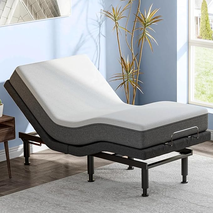Adjustable Bed Frame Split King with Massage, Electric Bed Base Frame