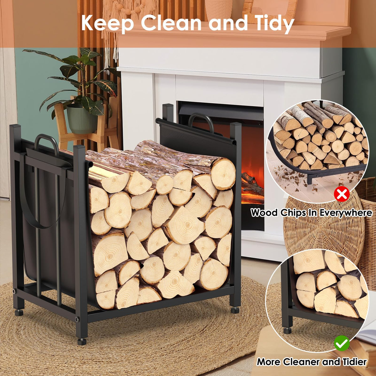 Firewood Rack with Carrier Bag – Indoor & Outdoor Log Holder