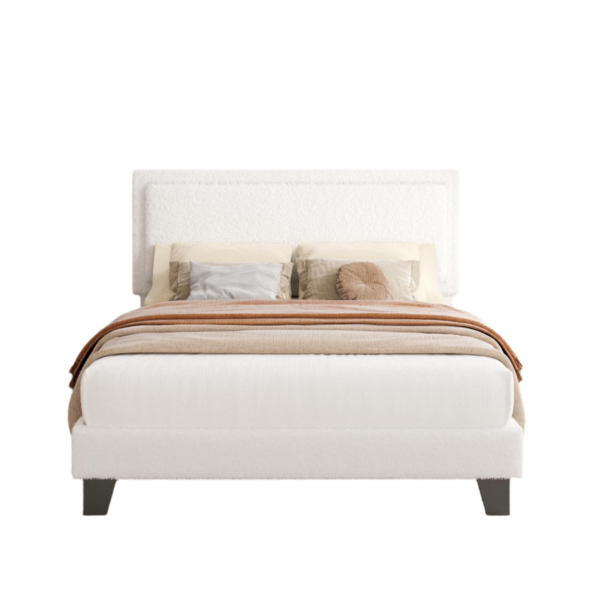 Size Bed Frame, Upholstered Platform Bed Frame with Adjustable Headboard
