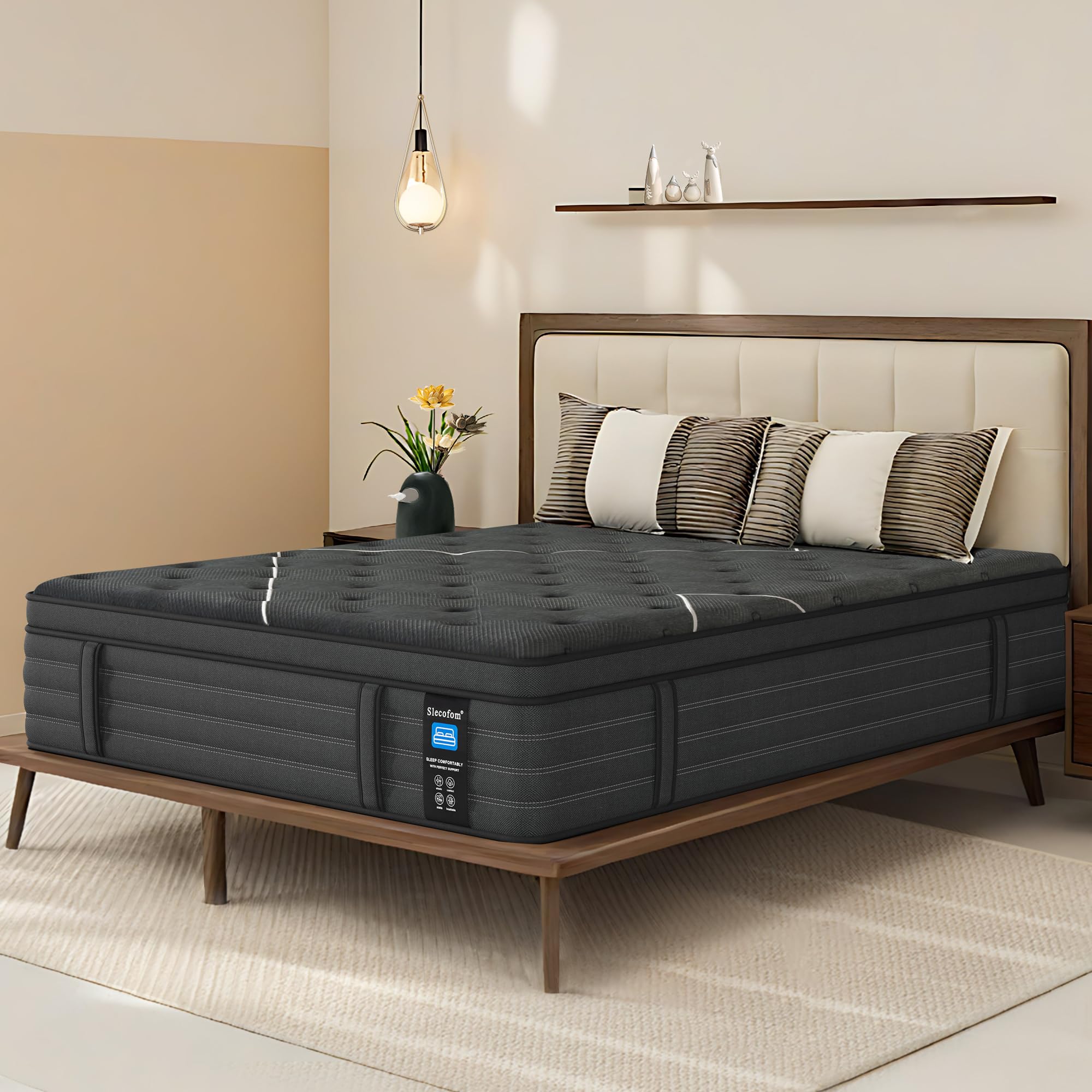 Extra Firm King Mattress，14 inch Gel Memroy Foam Hybrid Mattress for Extra