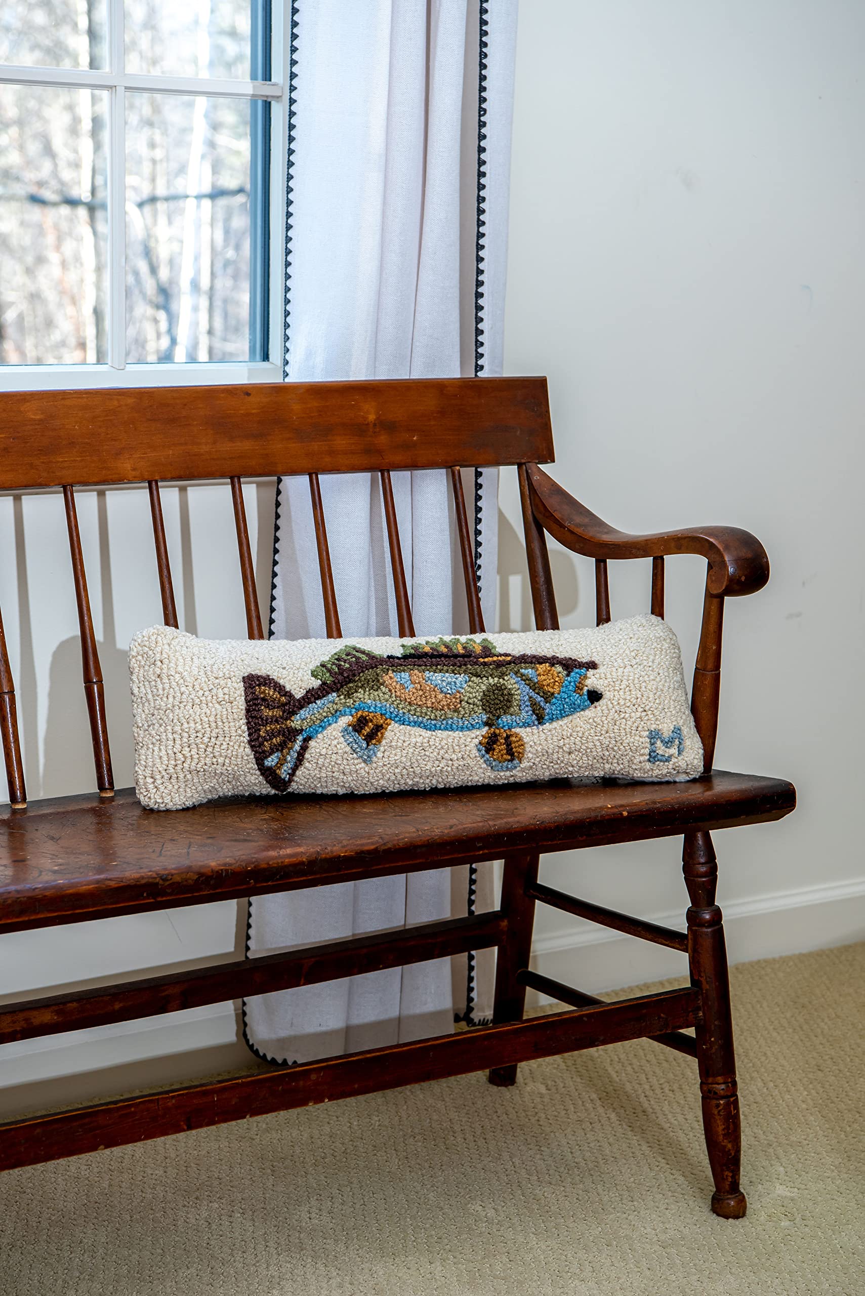Artist-Designed Walleye Hand-Hooked Wool Decorative Throw