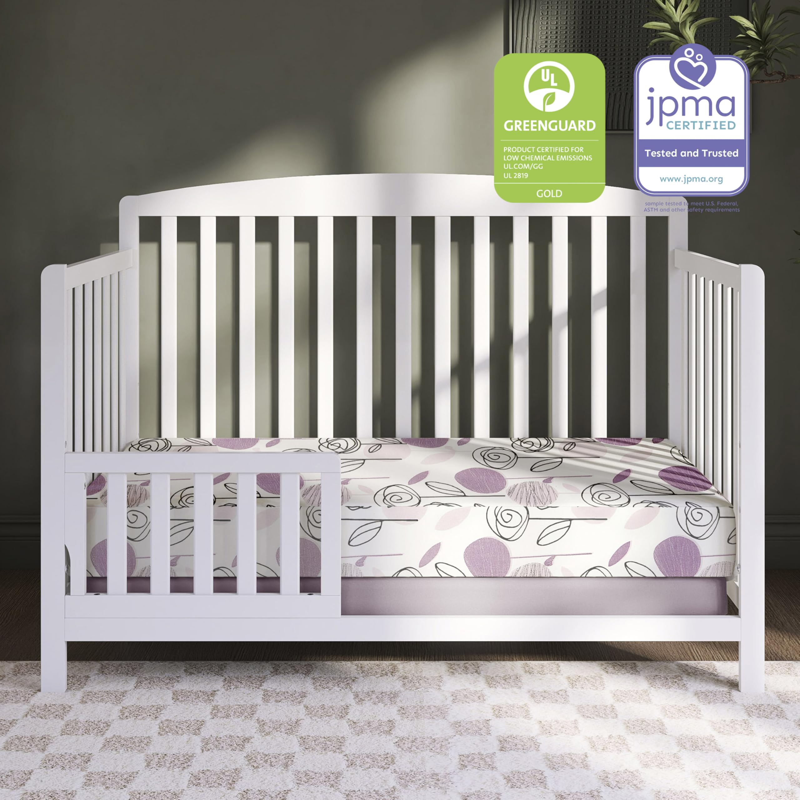 Floral Dreams Firm Fiber Baby Crib Mattress Rose Pink