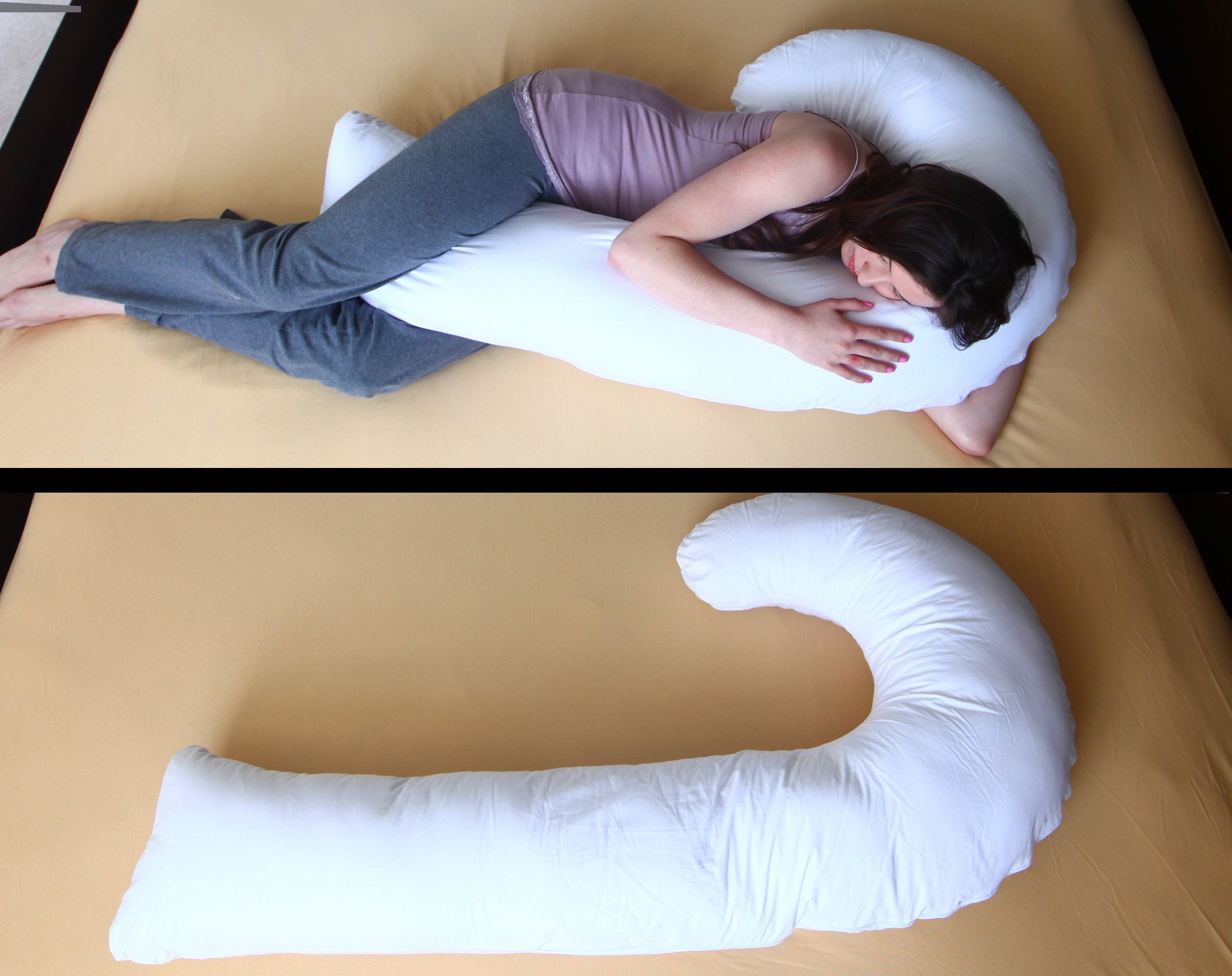 Comfort Letter J Shaped Full Body Pillow - Soft Synthetic Fiber Fill