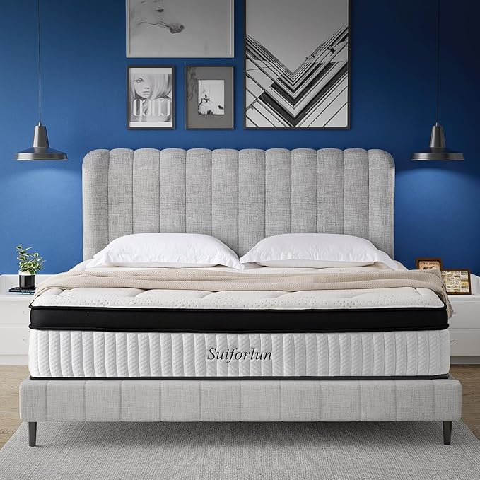 California King Mattress, 14 Inch Euro Top Gel Memory Foam Cal King Hybrid Mattress
