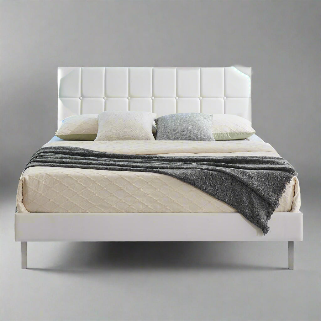 Floating Bed Frame Full Size with RGB Led Lights, Upholstered Platform Full Bed