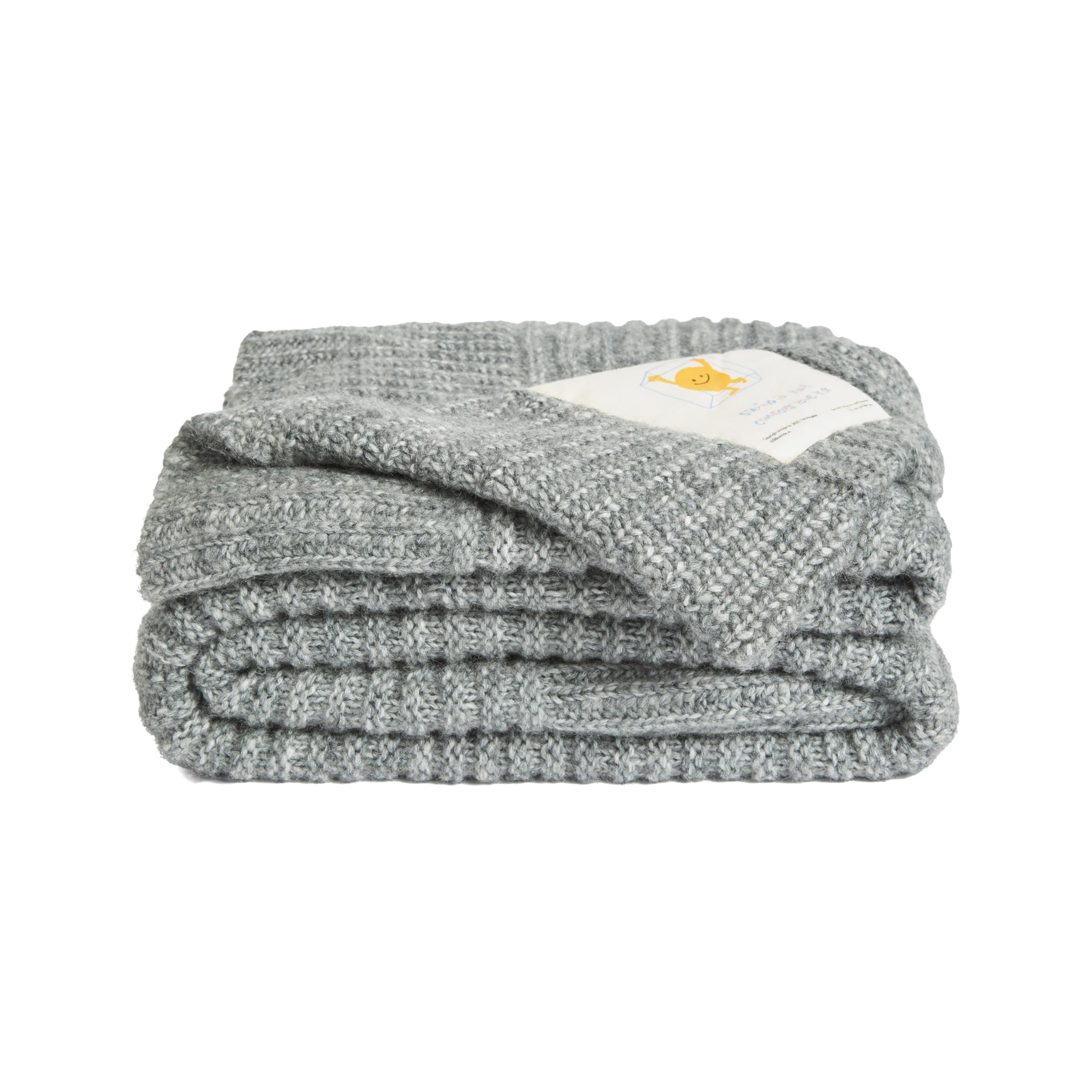 Melange Knit Blanket - 60" x 80" Textured & Ultra-Soft Wool Throw - Timeless