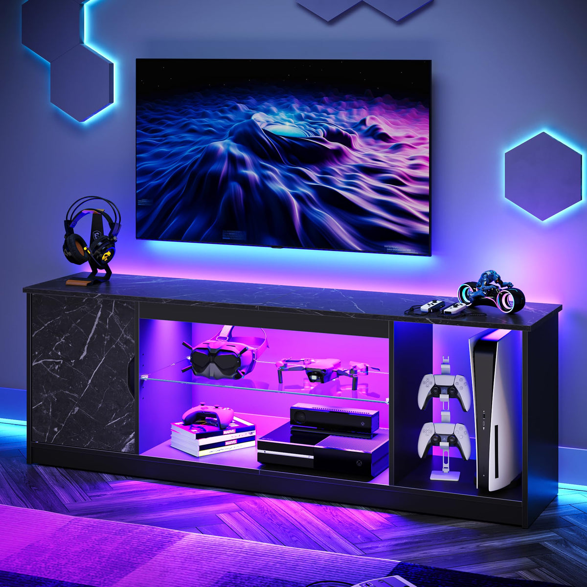 57" LED Gaming TV Stand with RGB Lights