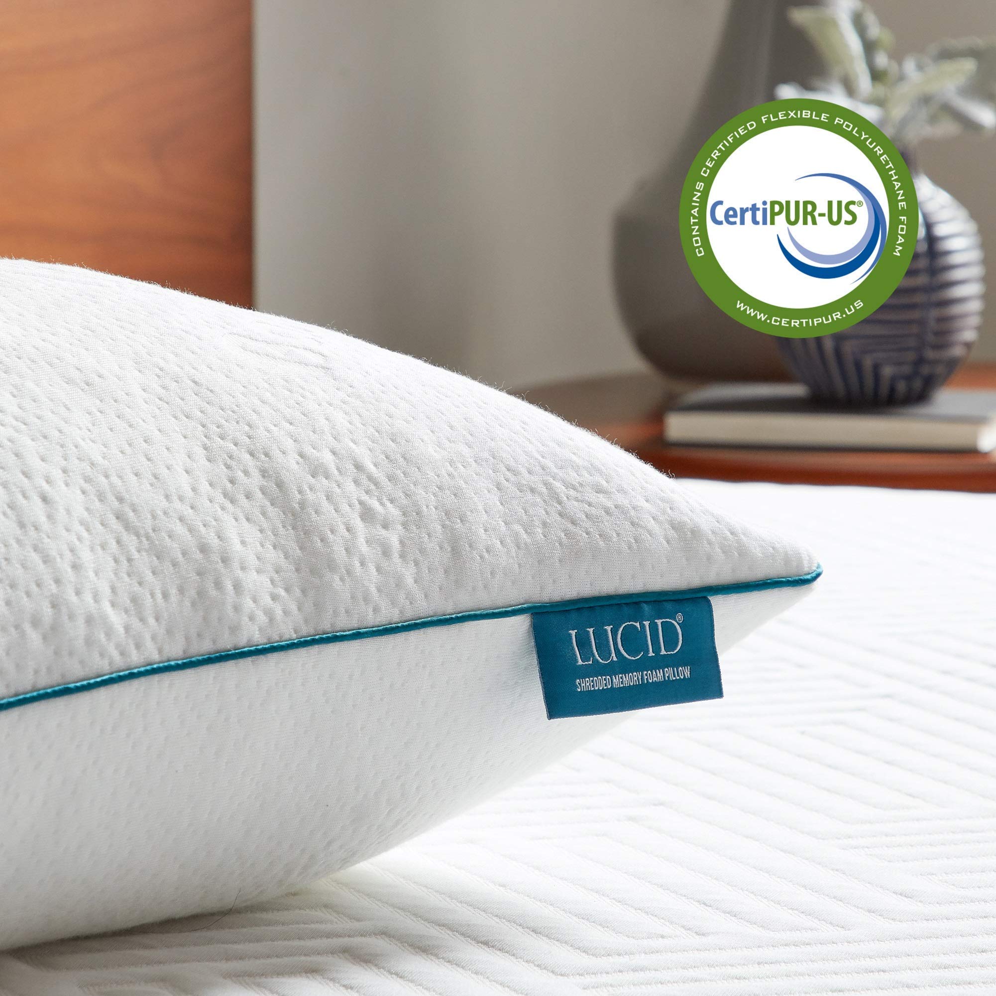 Shredded Memory Foam Pillow - Standard Size - 2 Pack - Soft Cover