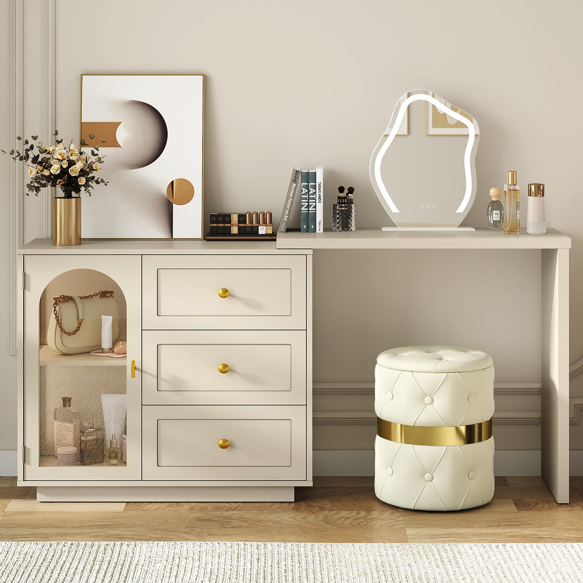 59" 3-in-1 Modular Vanity Desk with Drawers
