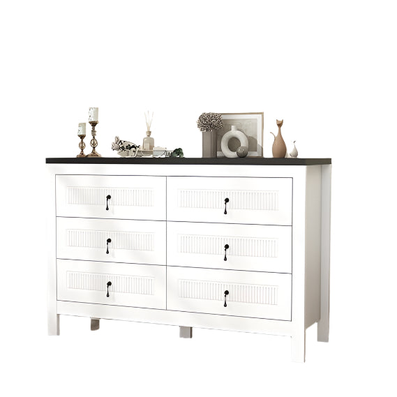 White Dresser for Bedroom Deep Drawers: 47" Wood Bedroom Dressers with 6 Drawers