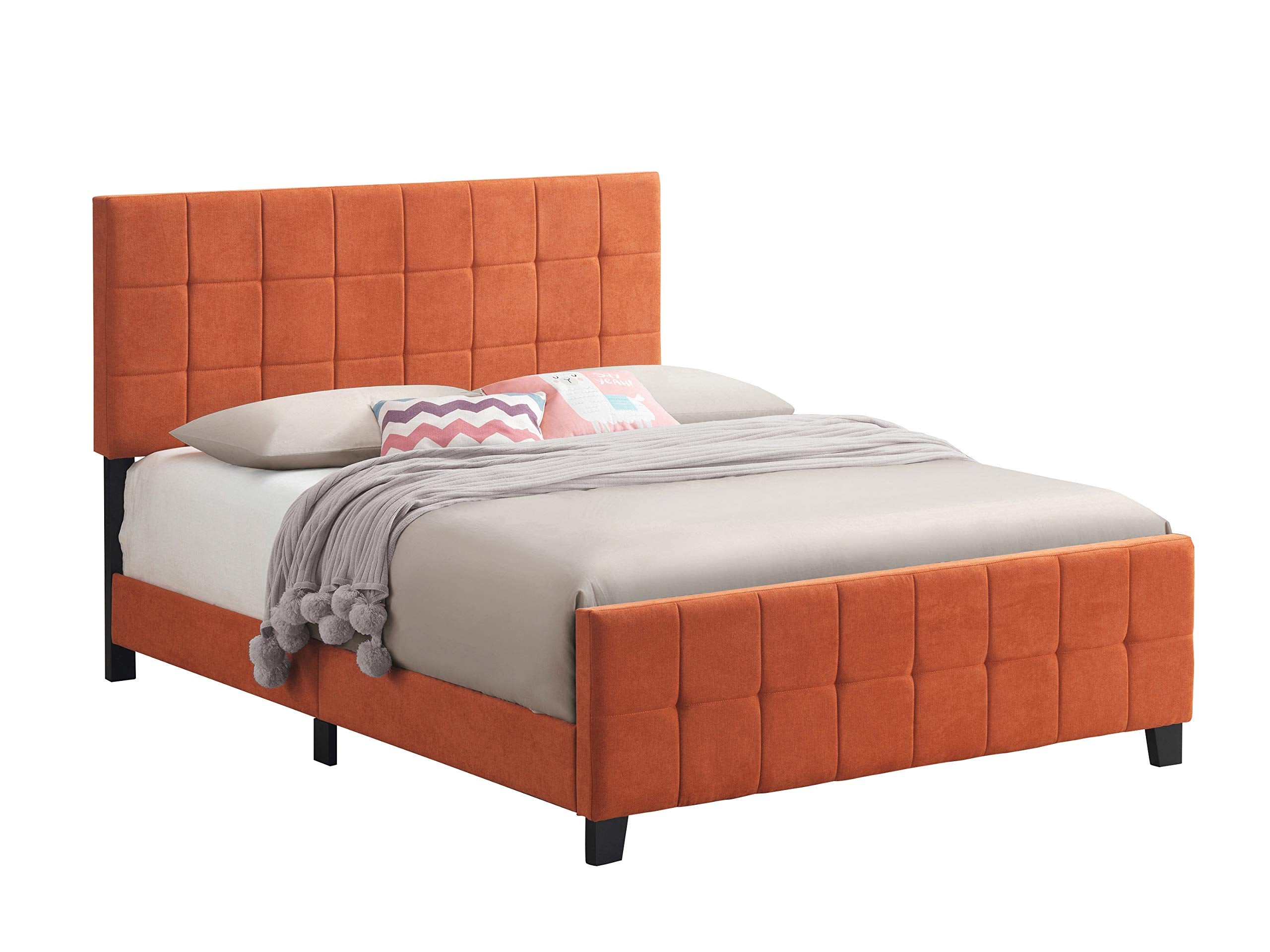Upholstered Panel Bed Orange, Twin