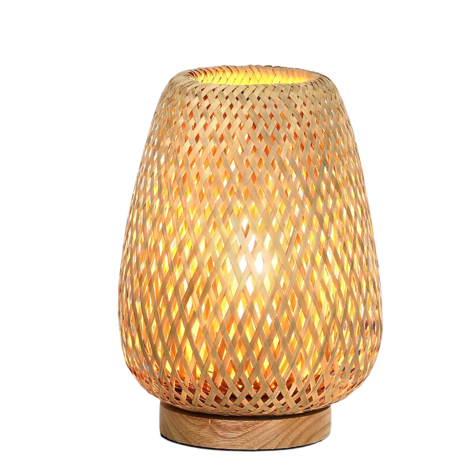 Table Lamp, Stepless Dimmable Small Beside Lamp, Vintage Wicker Wooden Nightstand