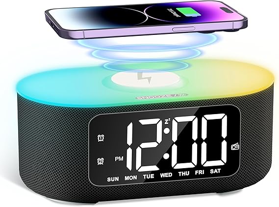 Alarm Clock for Bedroom, with Big Led Screen Display, Bluetooth Stereo Sound
