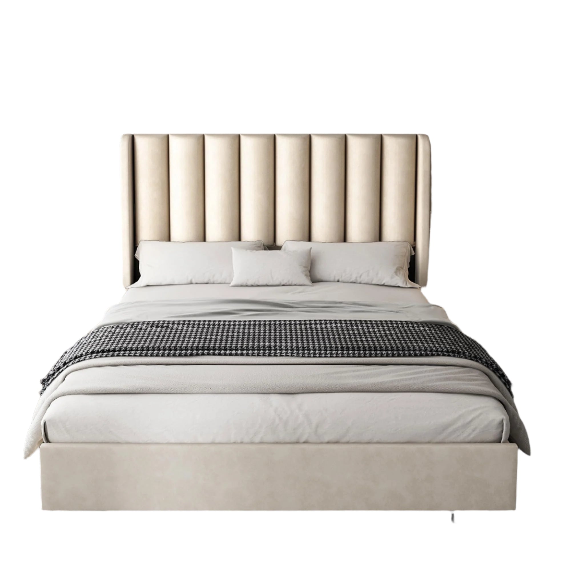 Queen Size Lift Up Storage Bed Frame with 51" Tall Headboard, Upholstered