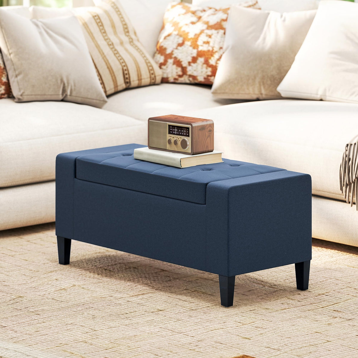 36" Storage Ottoman with Lift Top & Rubberwood Legs