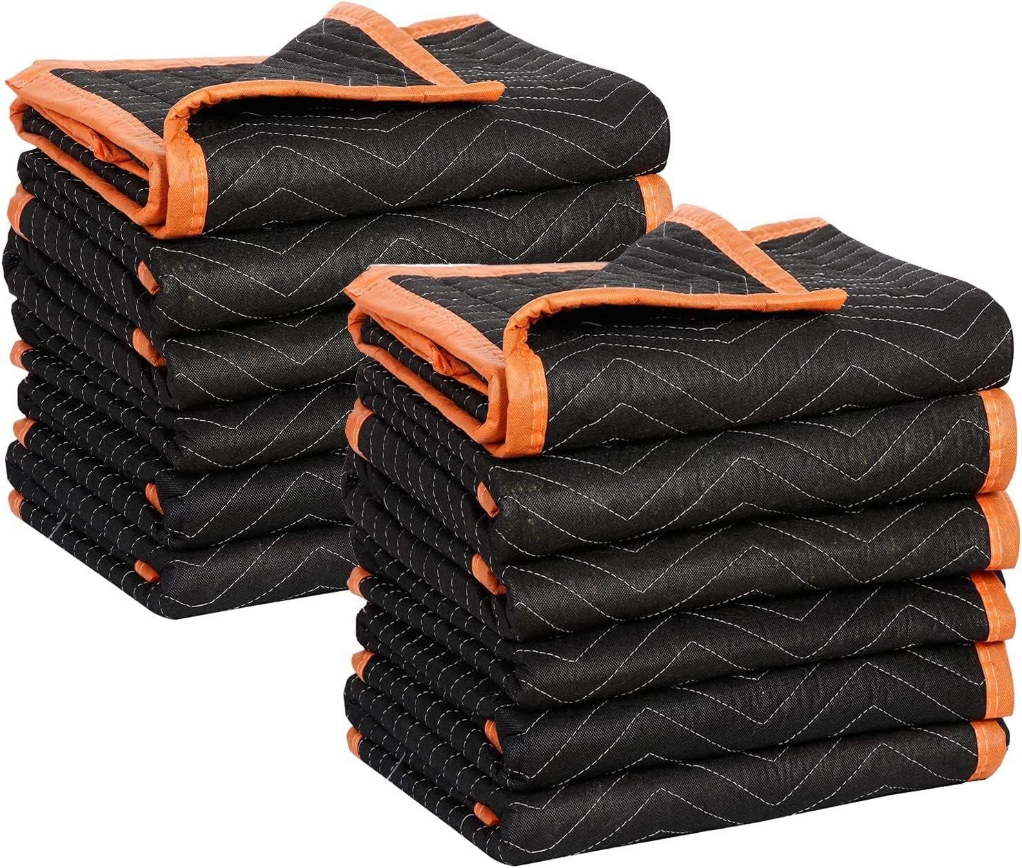 79523 Heavy Duty Padded Moving Blankets, Black/Orange, 72” x 80”