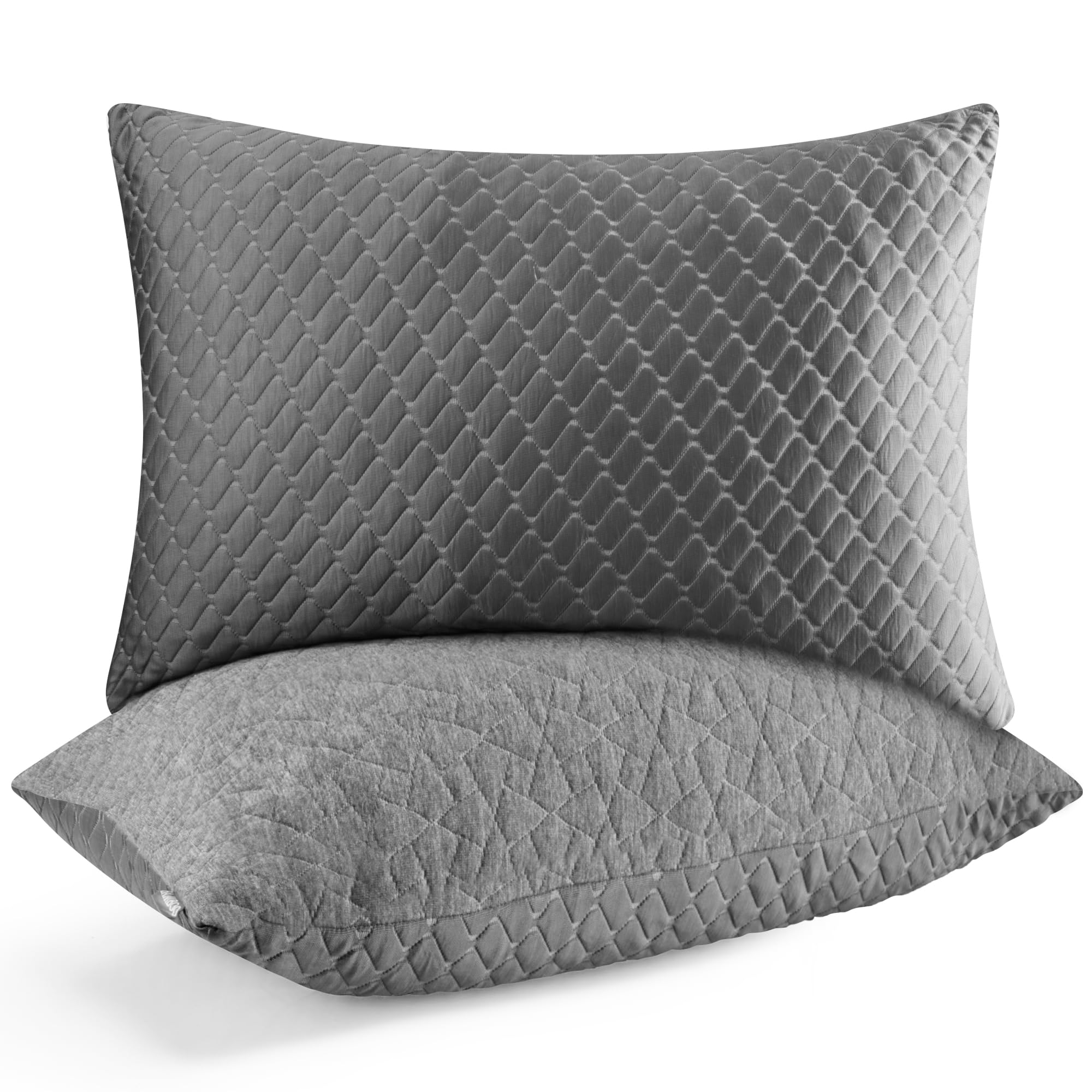 Memory Foam Pillows King Size Set of 2 Grey Color Cooling Pillows