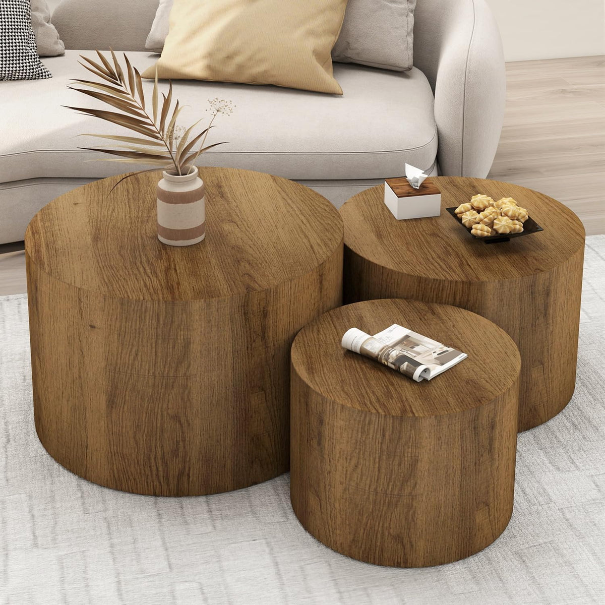 Round Nesting Coffee Table Set of 3