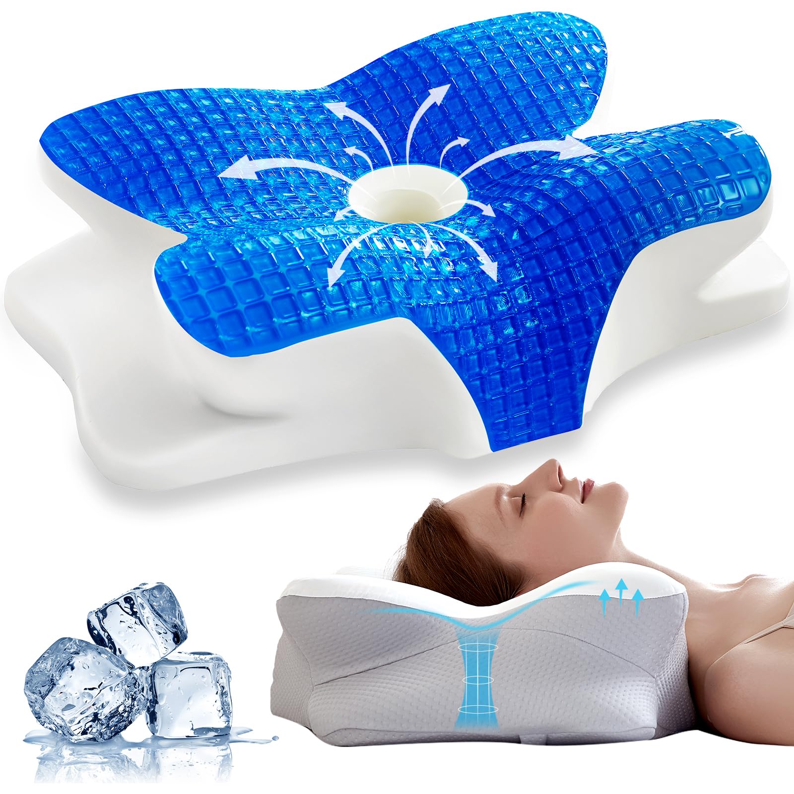 Cooling Gel Pillows for Neck and Shoulder,Cervical Pillow Cozy Sleeping
