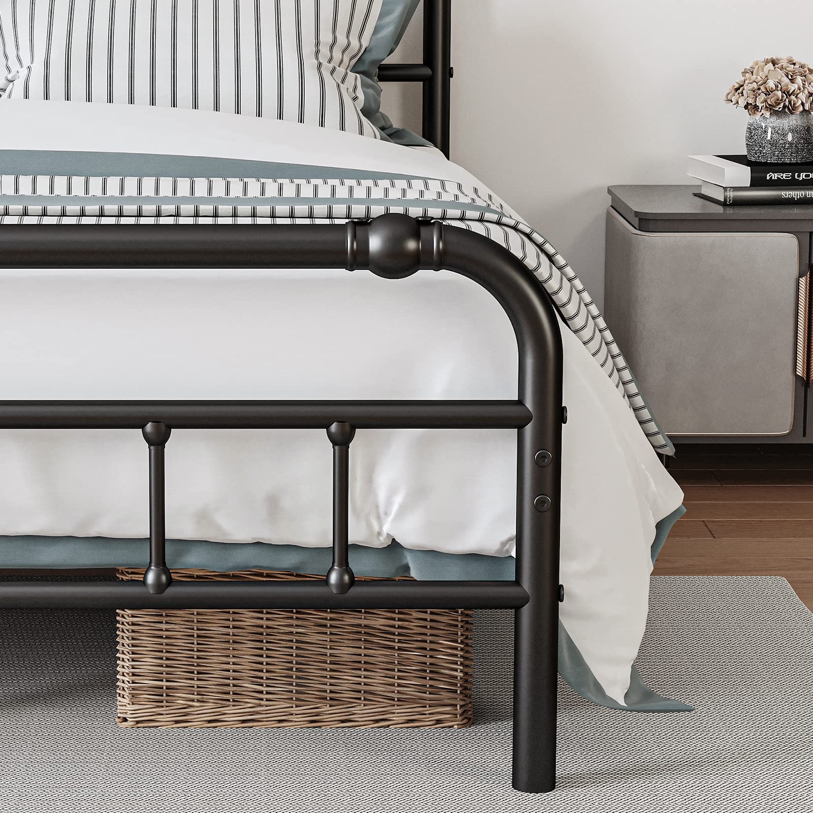 Size Bed Frame with Headboard and Footboard, 18 Inches High