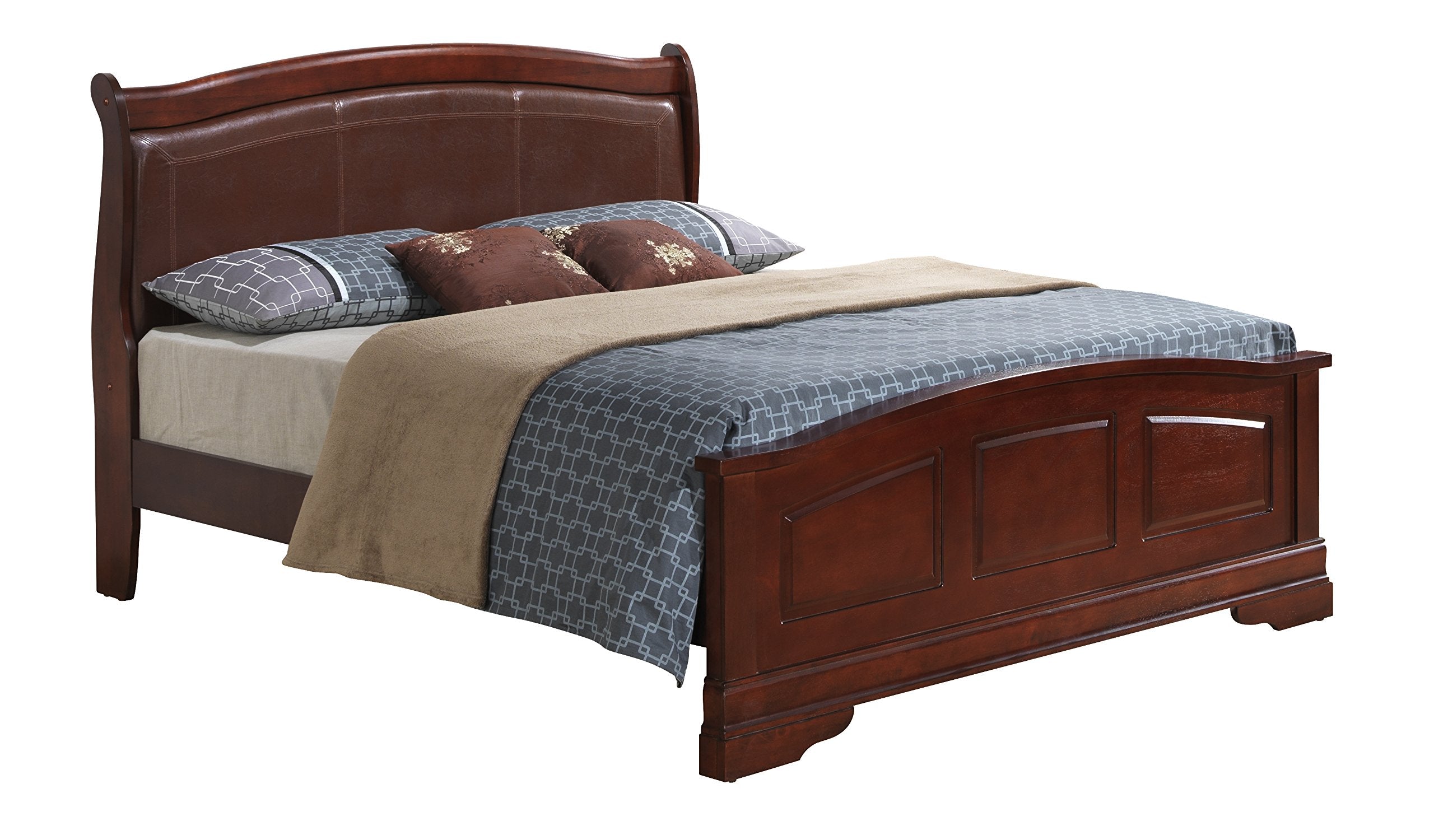 Sleigh Bed, Queen, Cherry, 3 boxes