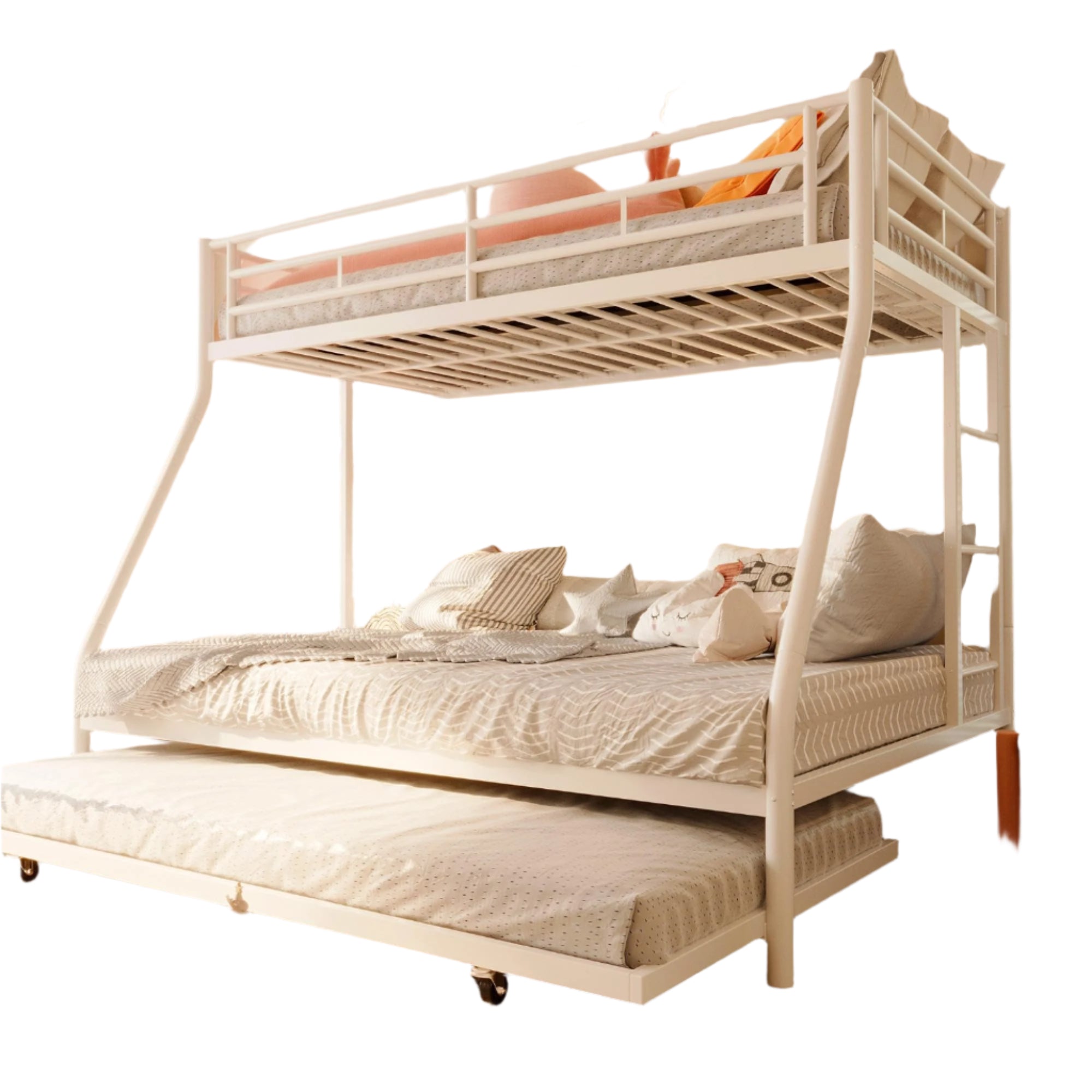Metal Bunk Beds with Double Secured Ladders, Bunk Bed Twin Over