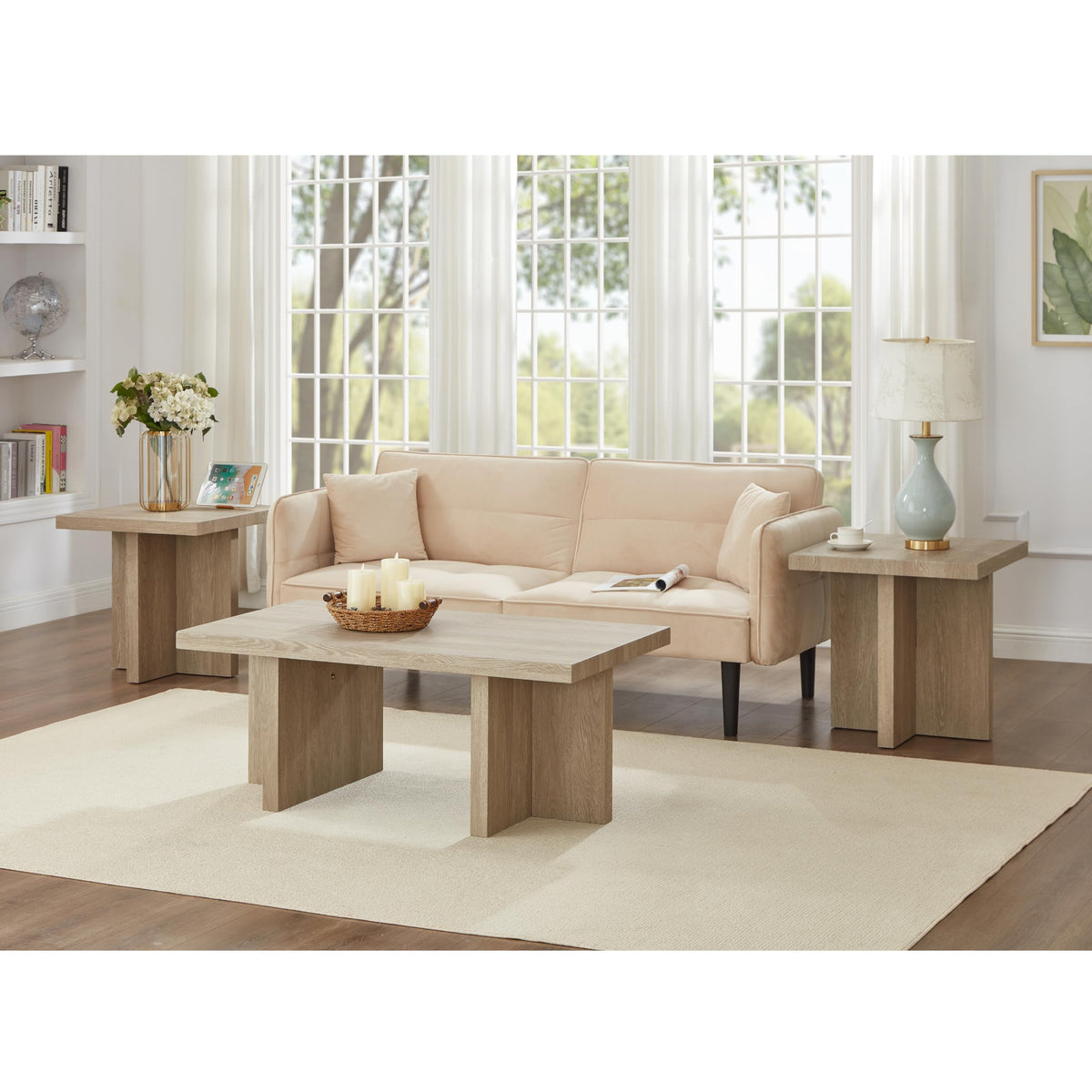 3-Piece Coffee Table Set with Two End Tables