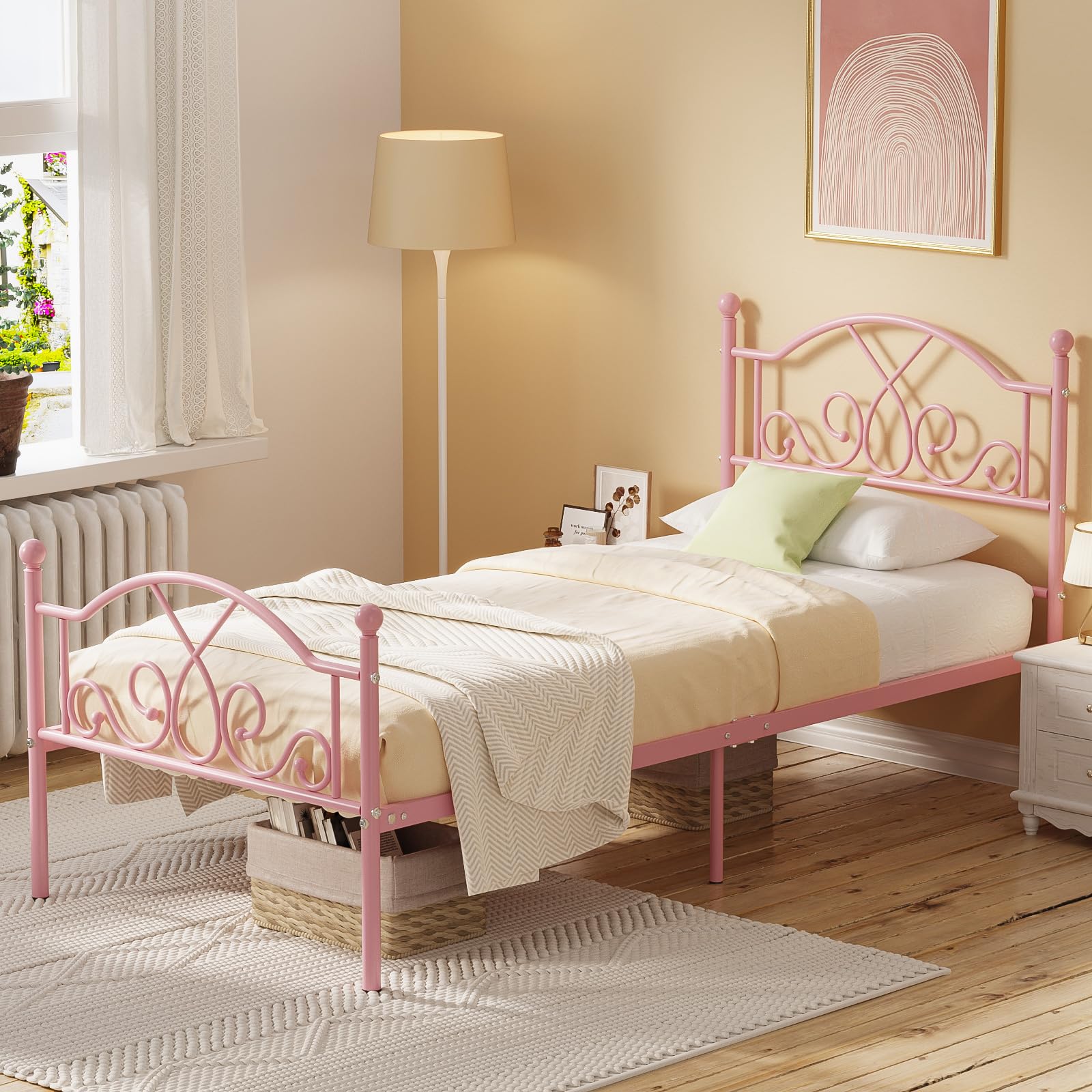 Twin Bed Frames, Modern Twin Size Metal Bed Frames for Kids Girls