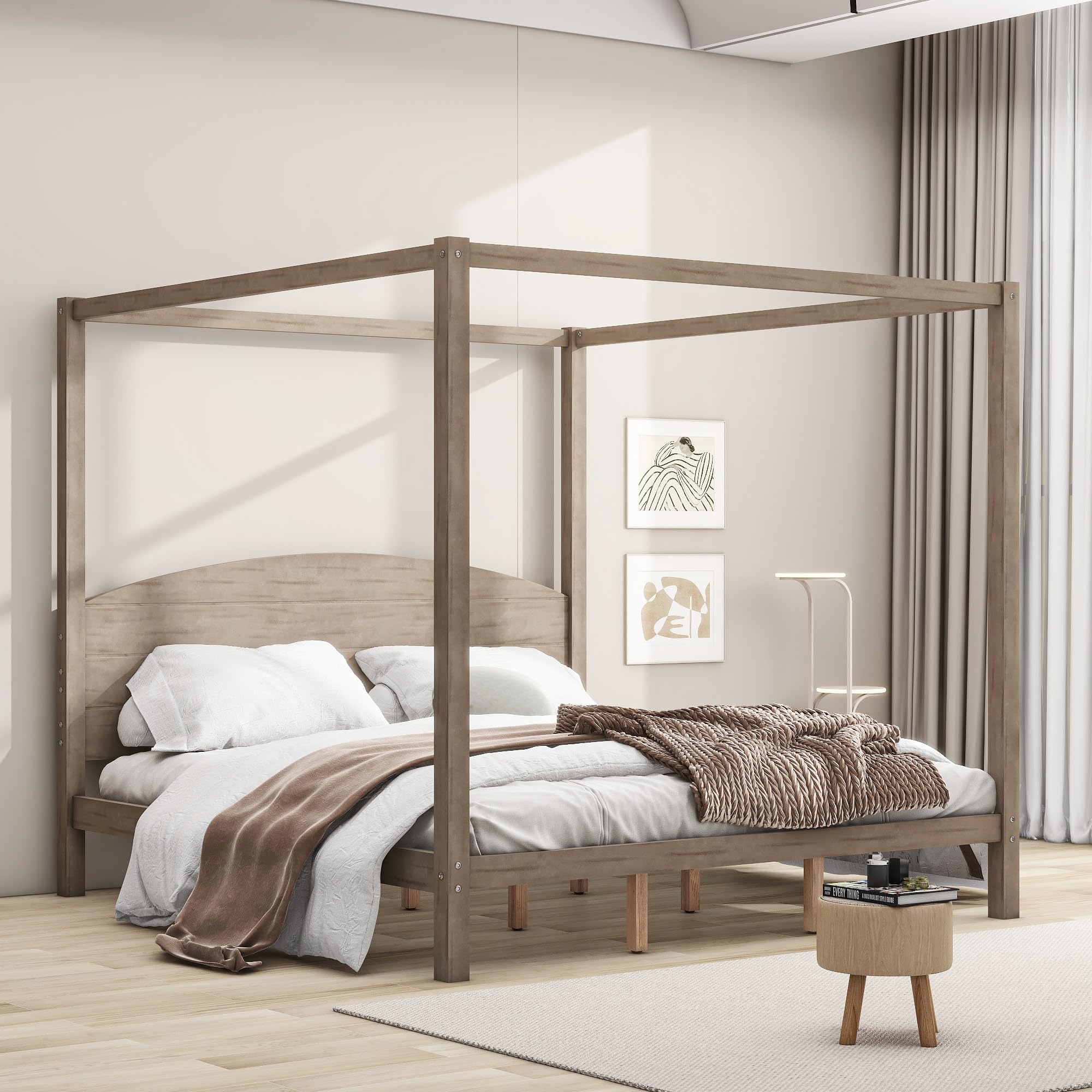 King Size Canopy Bed Wood King Platform Bed Frame