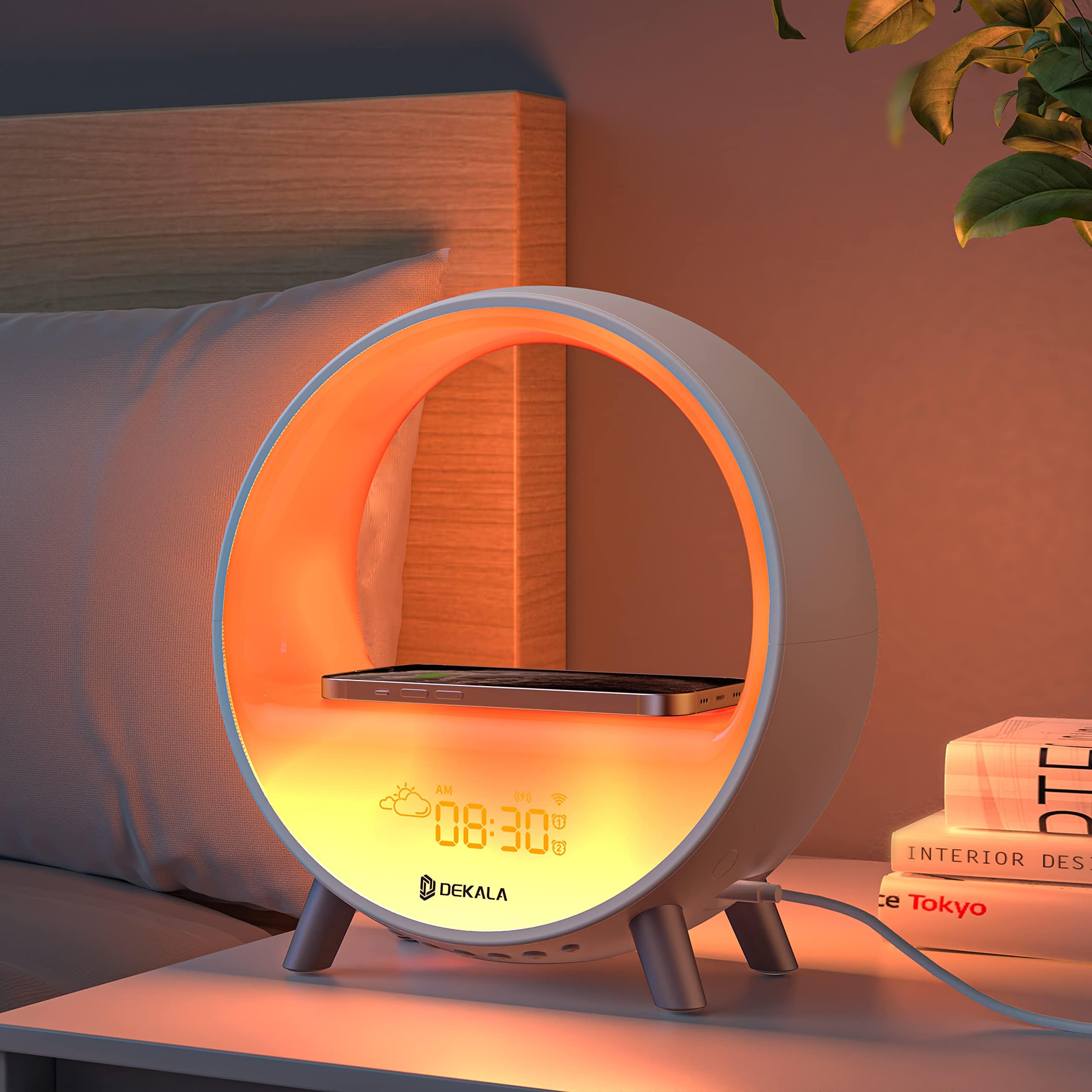 Arches Gradual Sunrise Alarm Clock with Wireless Charging, Sunset White Noise