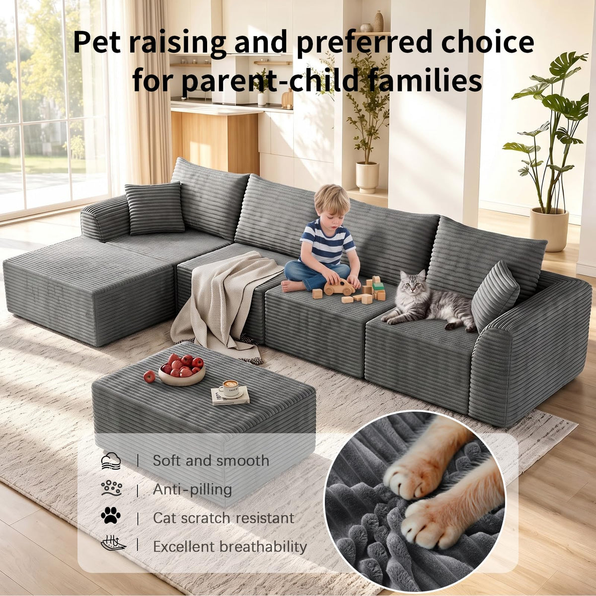 Modular Sectional Cloud Sofa with Chaise