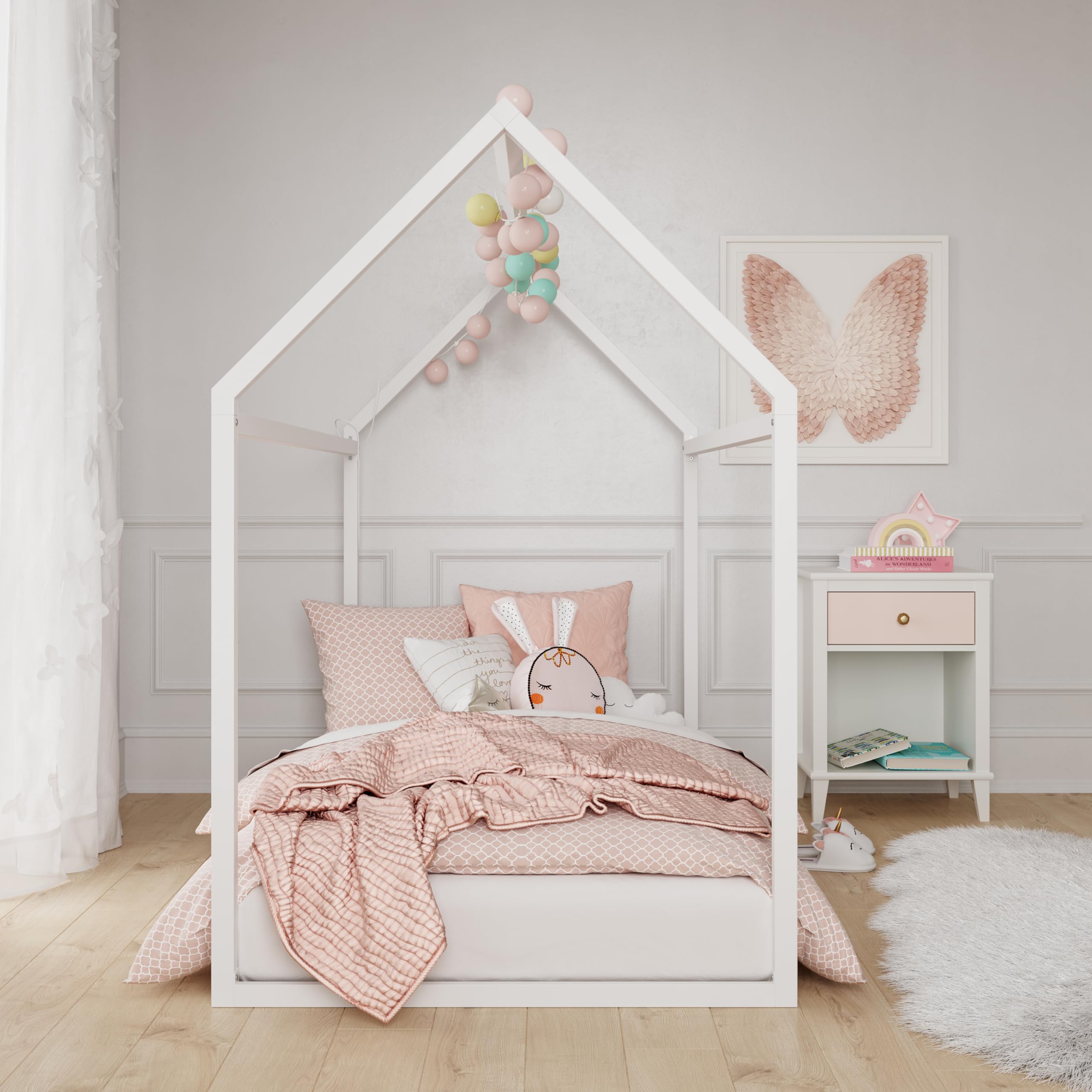 Little Seeds Skyler Montessori-Style House Floor Bed Frame for Kids and Toddlers