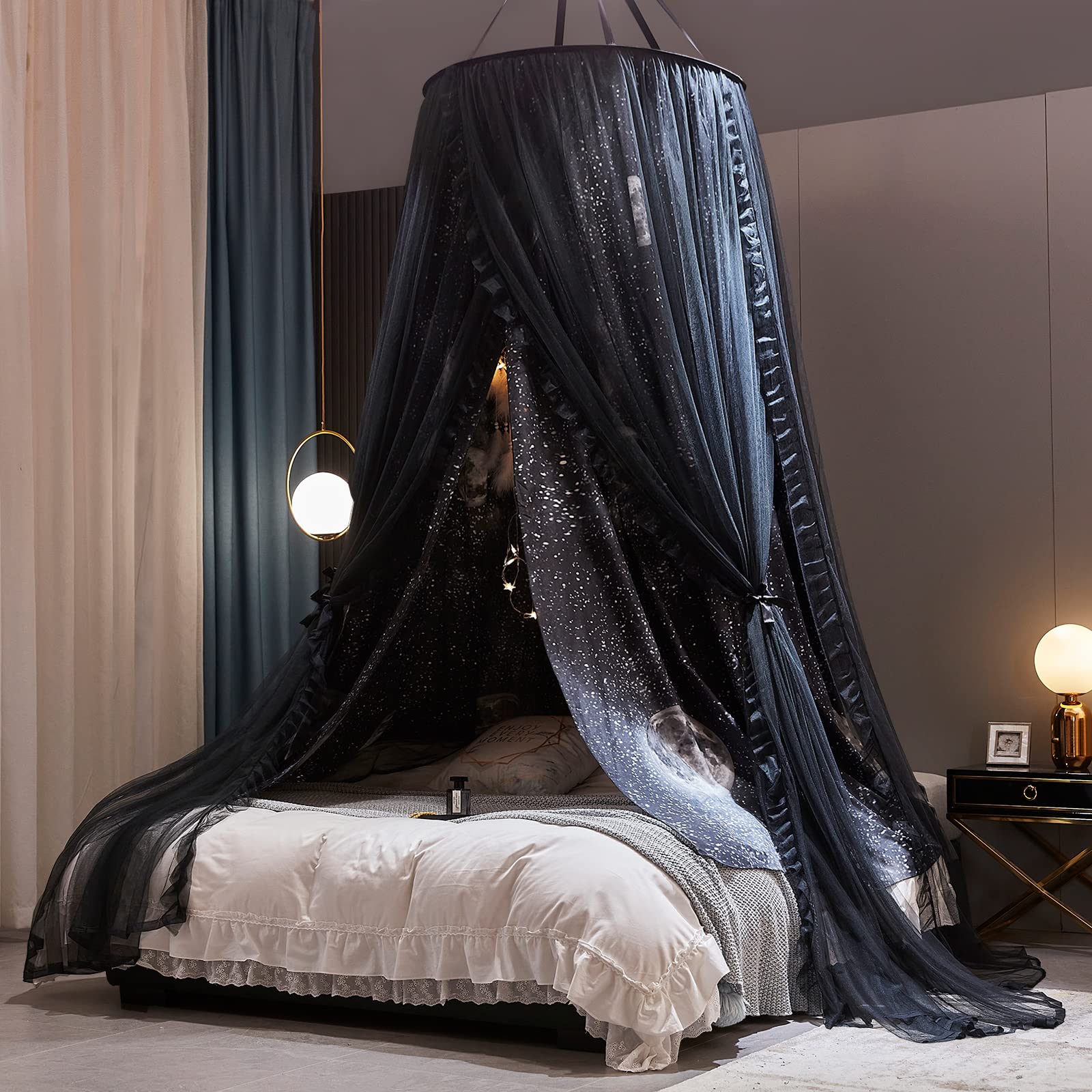 Gorgeous Moon Printed Bed Canopy for Girls & Adults