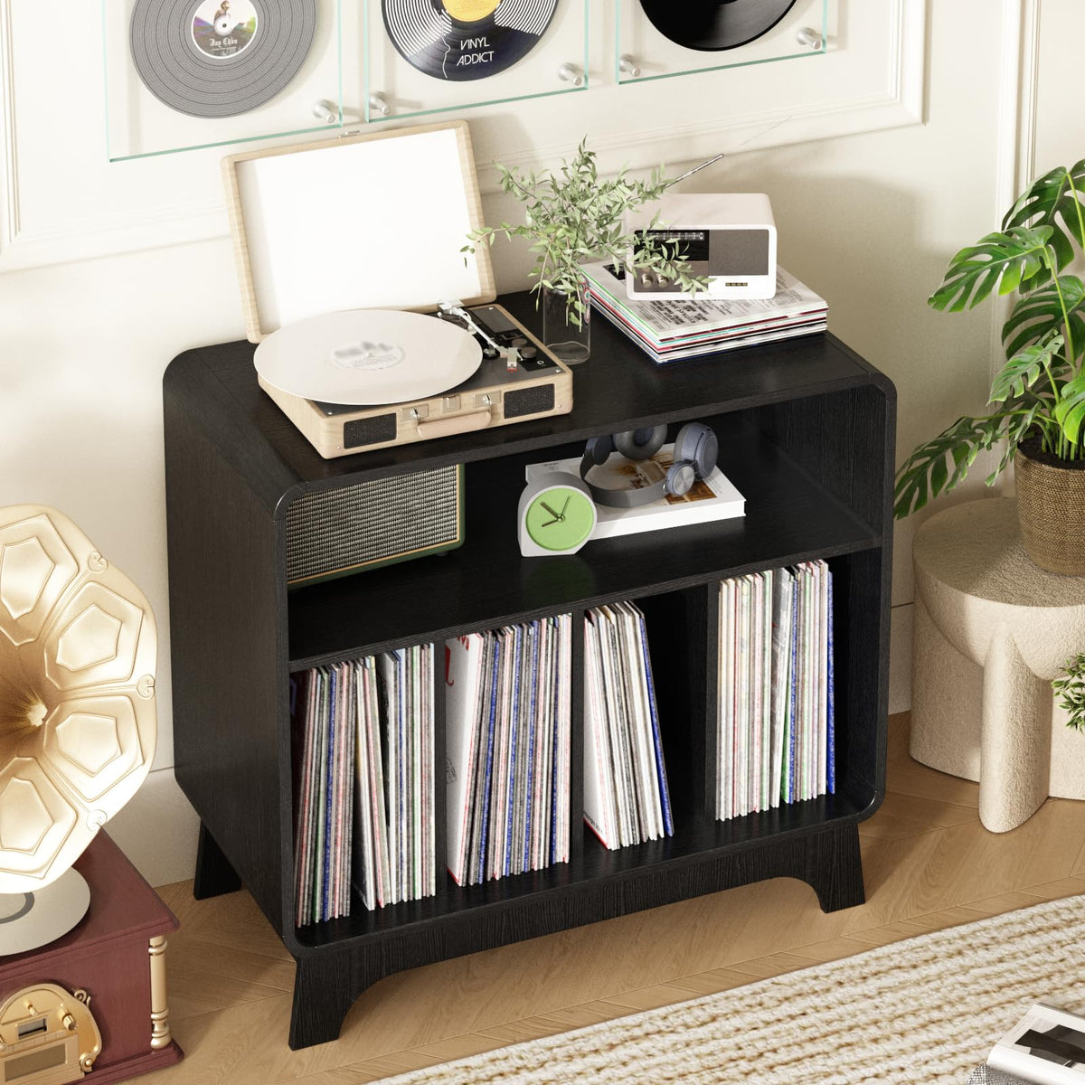 Record Player Stand with Vinyl Storage