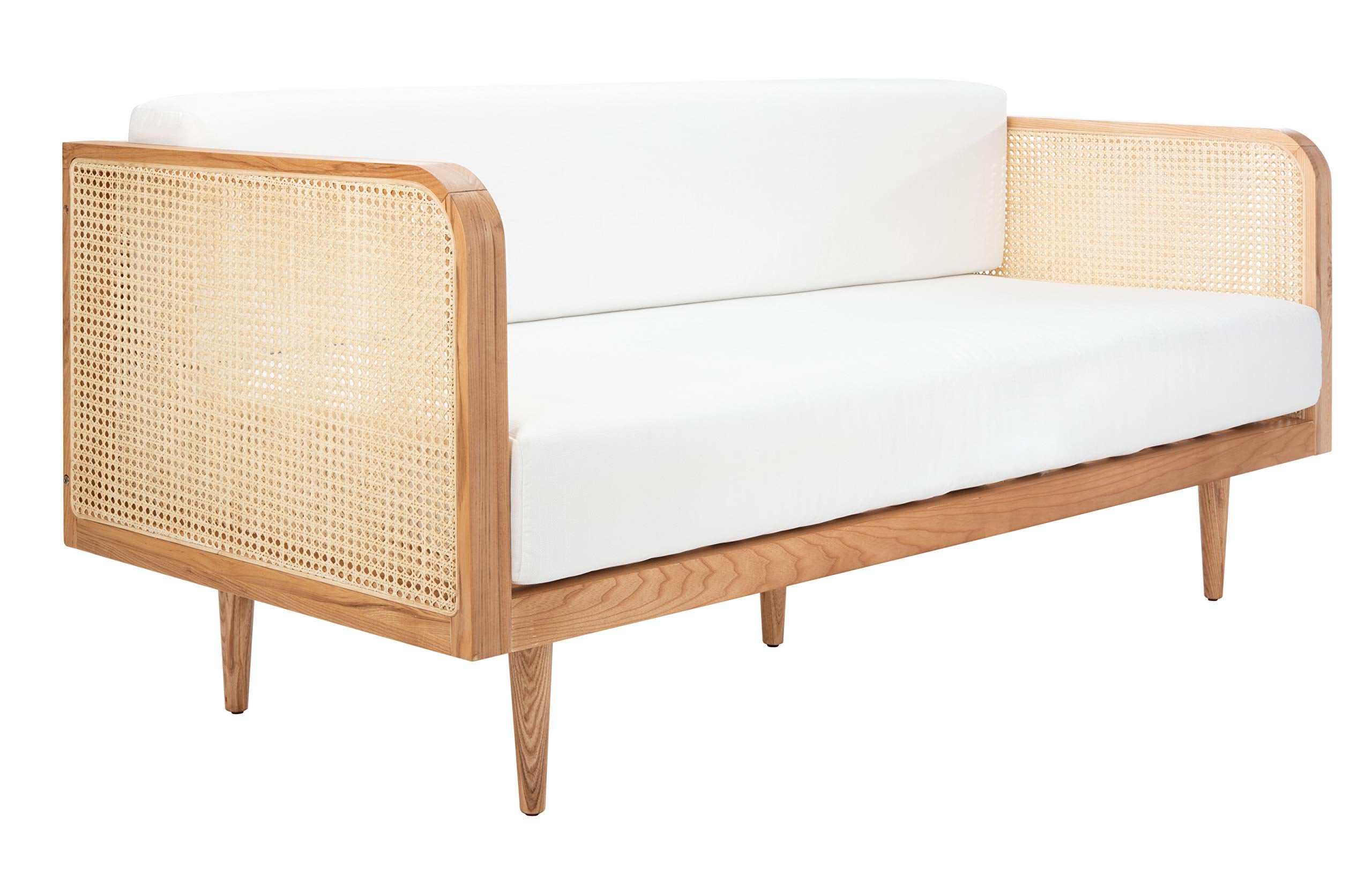 Couture Helena French Mid-Century Natural and Beige Rattan Daybed