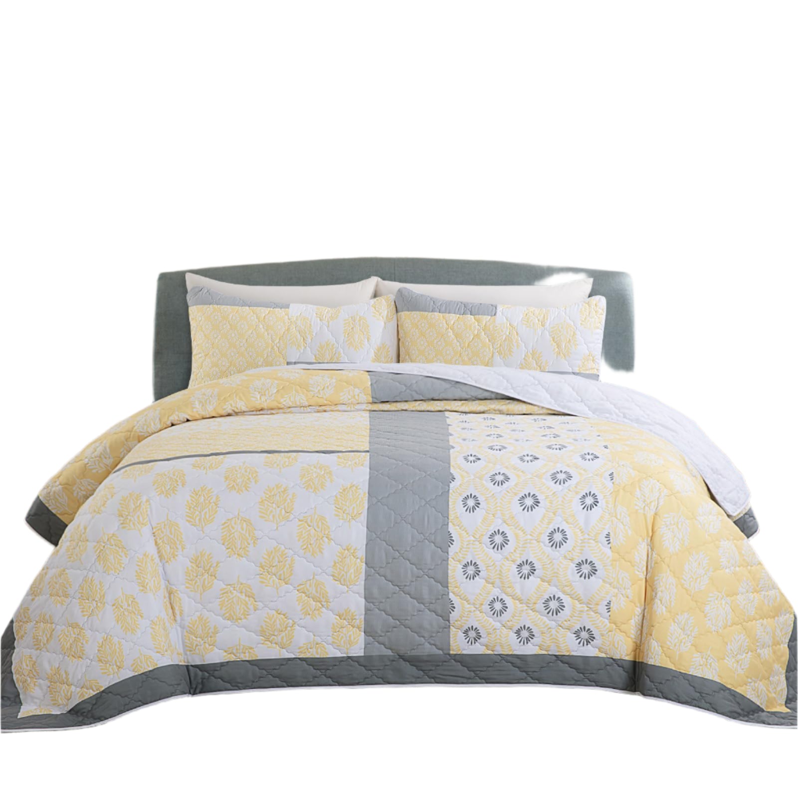 Oversized King Plaid Patchwork Bedspread, Lightweight Checkered Quilted