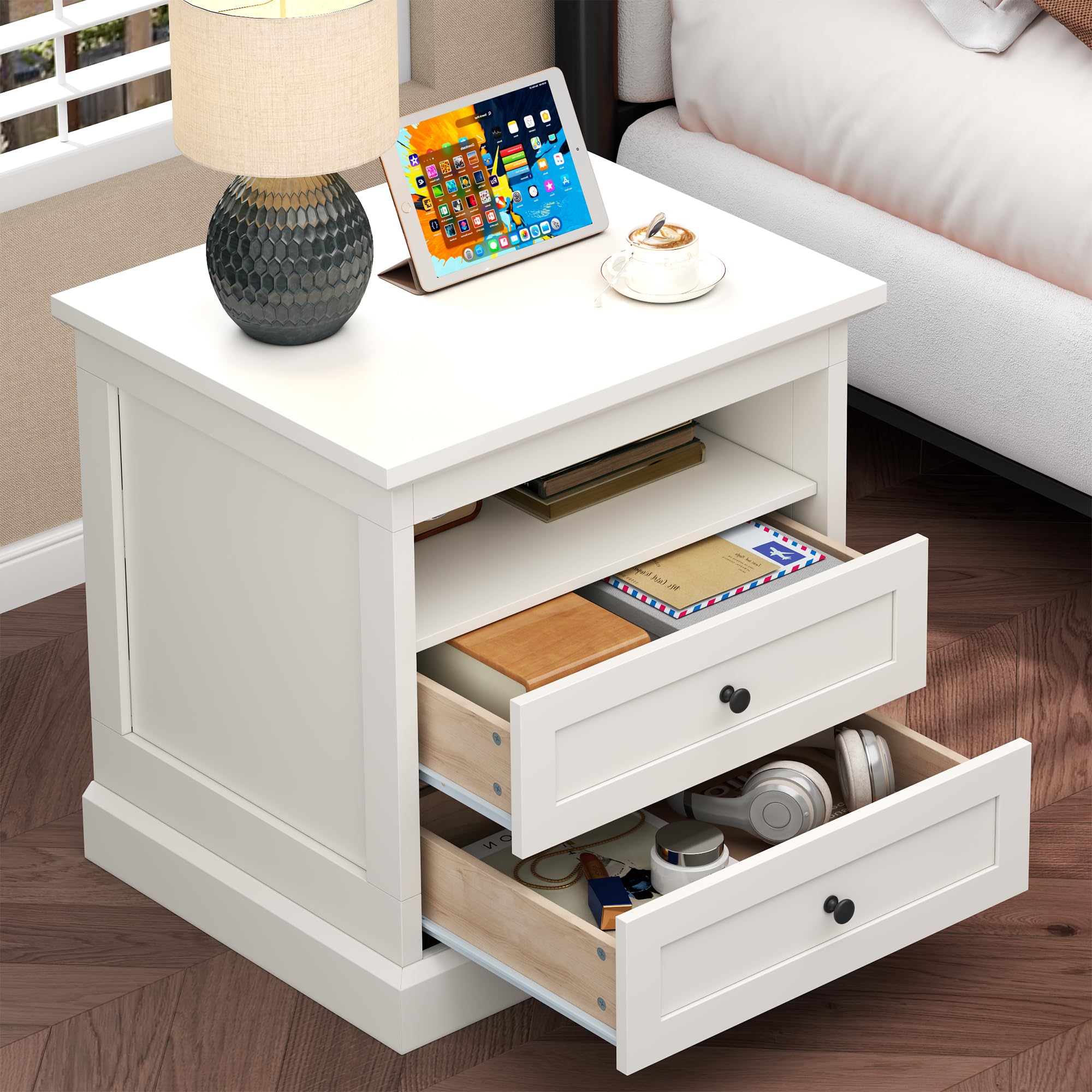 Nightstand with Side Drawer, Night Stand, End Table with Hidden Storage Space