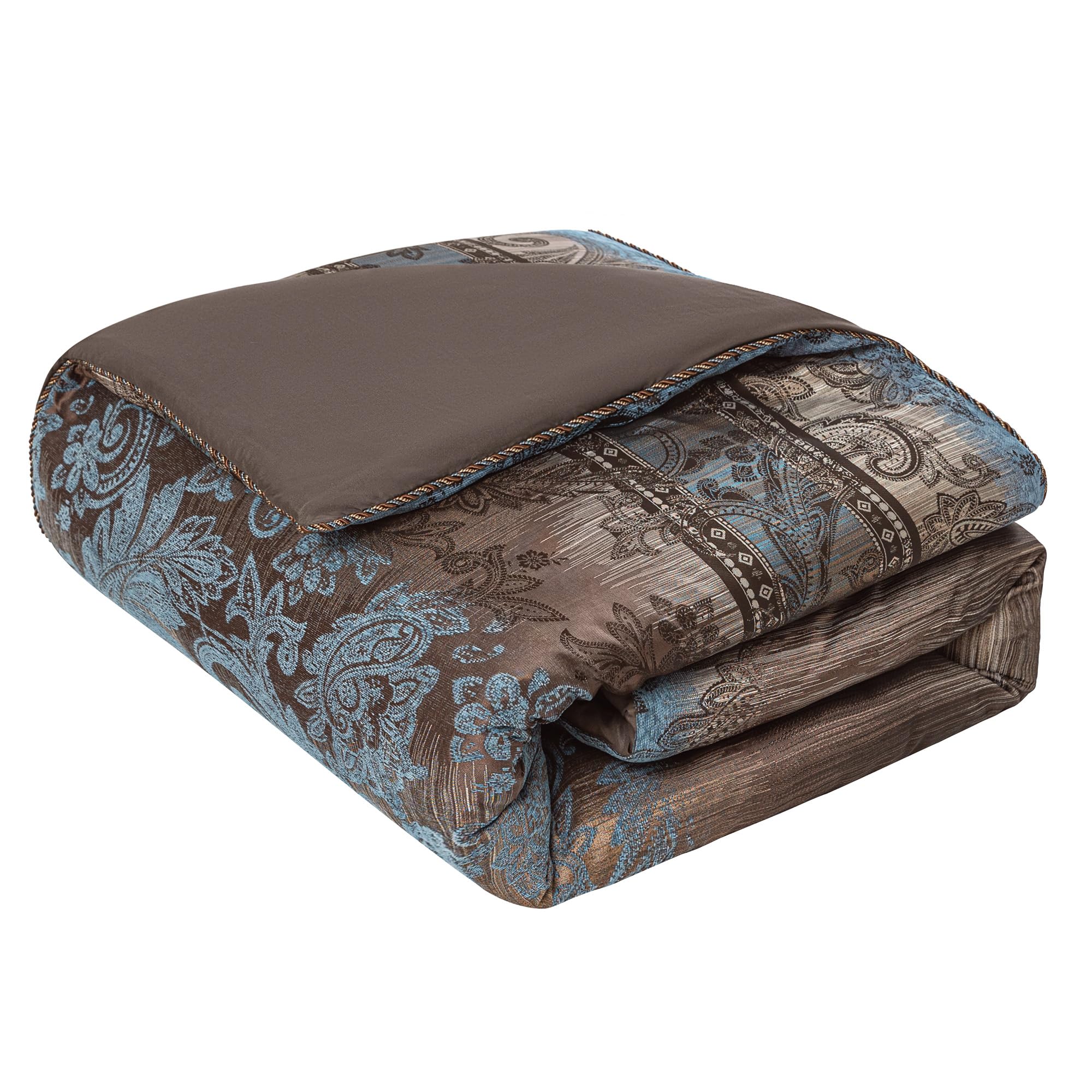 9-Piece King Size Comforter Set, Vintage Paisley Jacquard Comforter Sets King