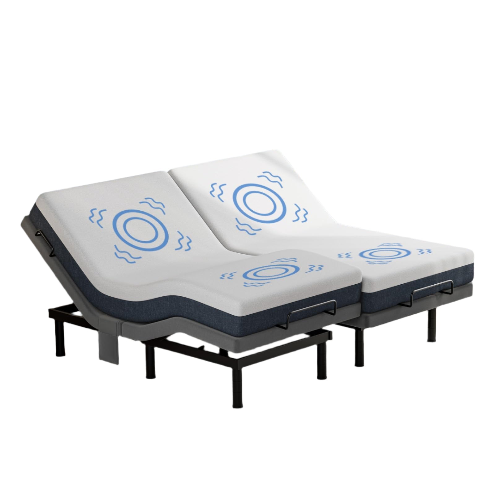 Adjustable Bed Frame Split King with Massage, Electric Bed Base Frame