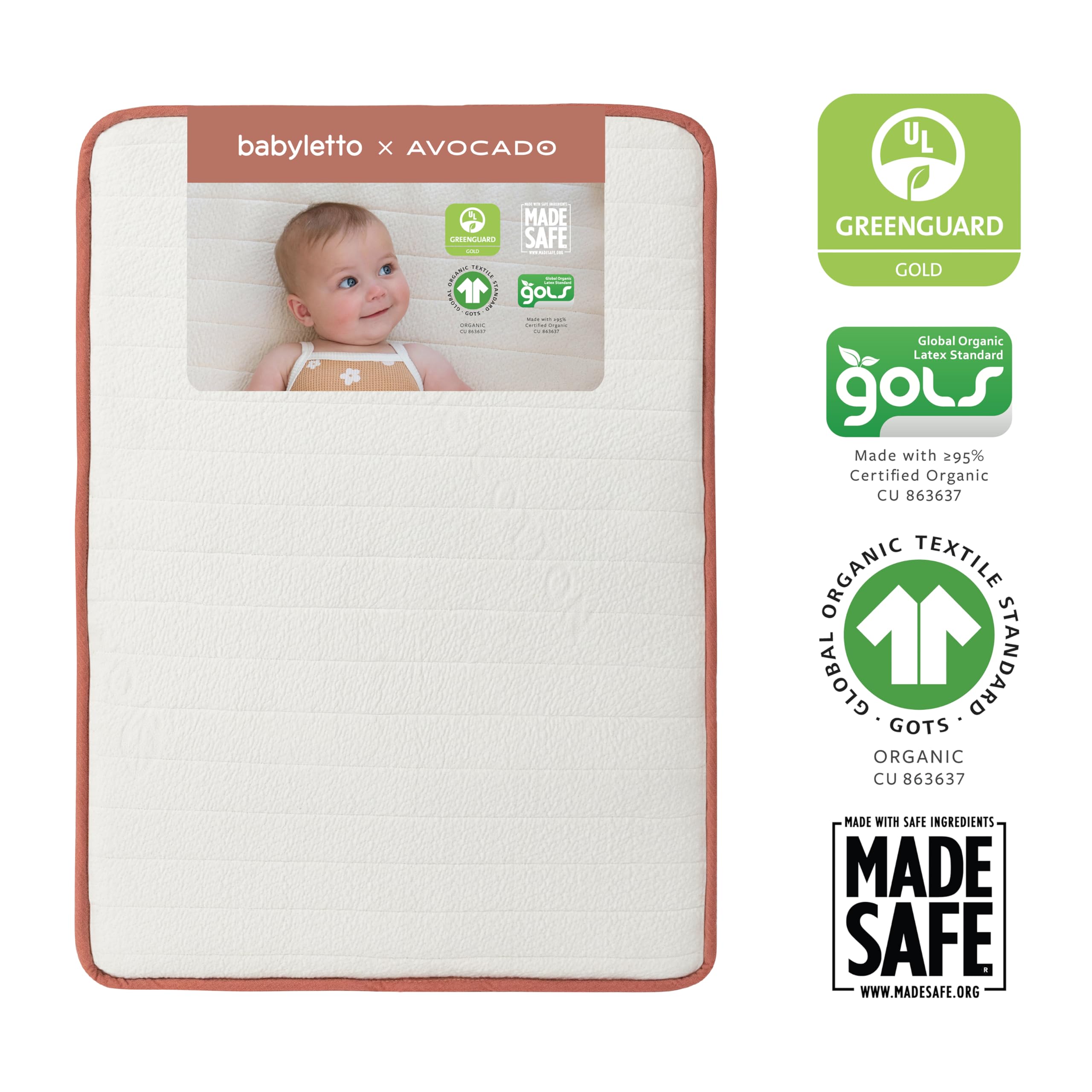 Avocado Mini Crib Mattress - GOTS, Made Safe & GREENGUARD Gold Certified