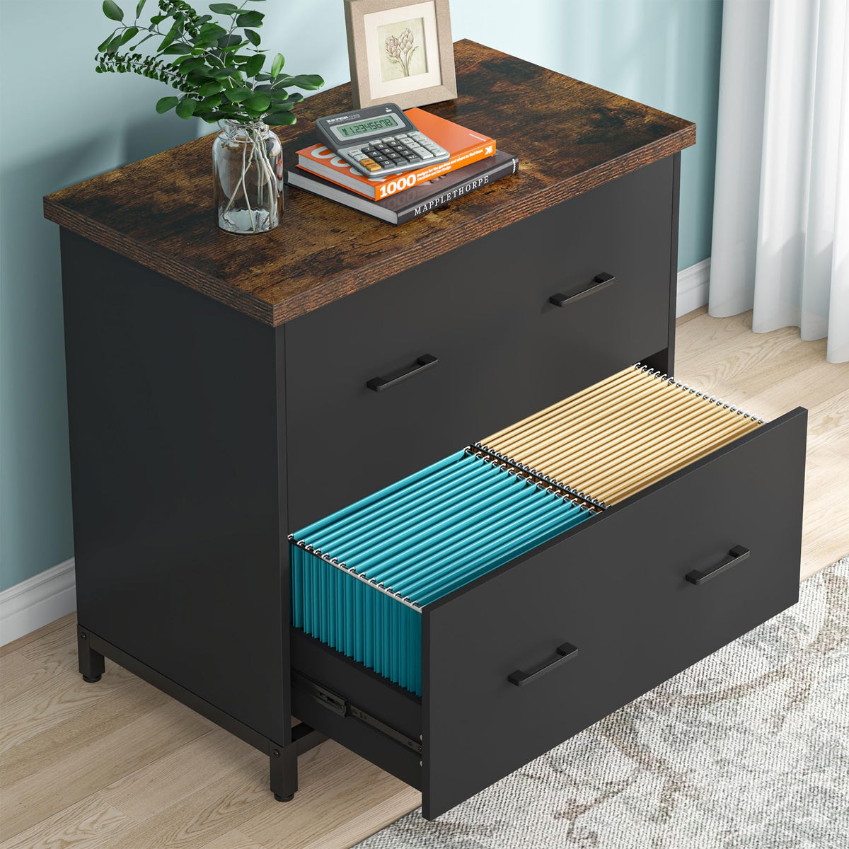 Tribesigns 2-Drawer File Cabinet, Wood Lateral Filing Cabinet for Office