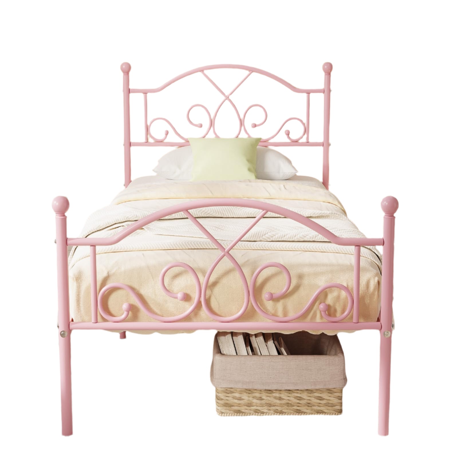 Bed Frames, Modern Twin Size Metal Bed Frames for Kids Girls