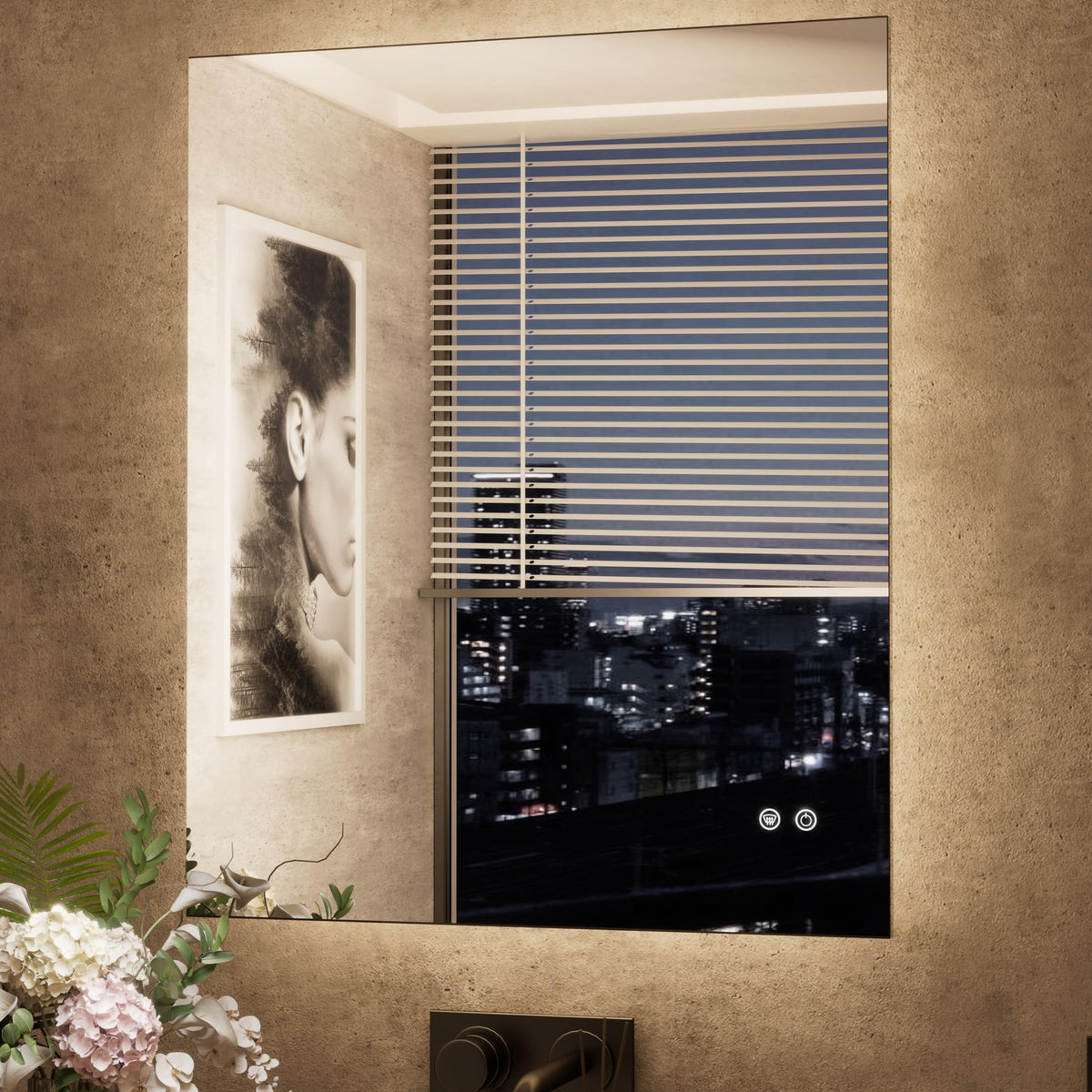 LED Backlit Bathroom Mirror with Anti-Fog, Dimmable, 36"L x 30"W